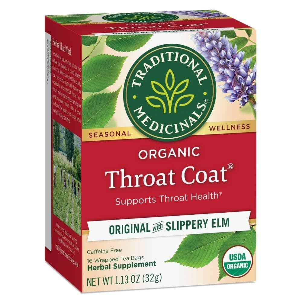 Pack of 1 x Traditional Medicinals Organic Throat Coat Herbal Tea - Caffeine Free - 16 Bags