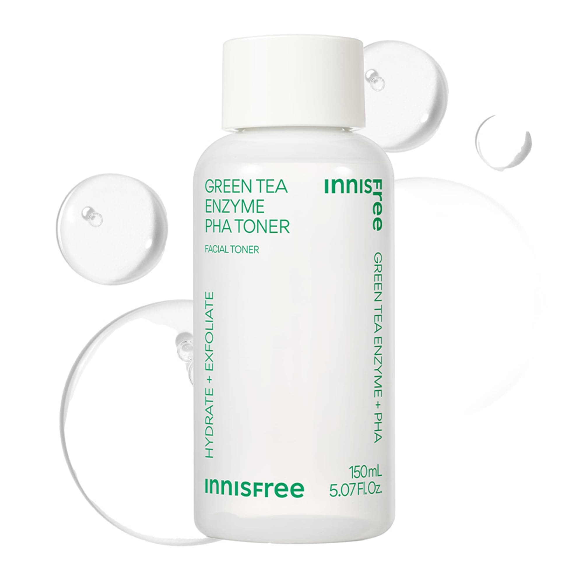 Green Tea Enzyme PHA Toner with Hyaluronic Acid, Hydrating Korean Exfoliating Essence for Smooth, Glowing Skin