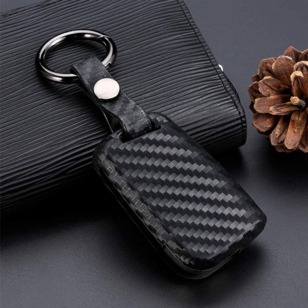 LINGZIA Car Key Case Cover,iguan Carbon Fiber Car Key Bag,Shell Holder Keyring Keychain,For Volkswagen VW Golf 7 GTI R MK7 T,Have holder Chain B