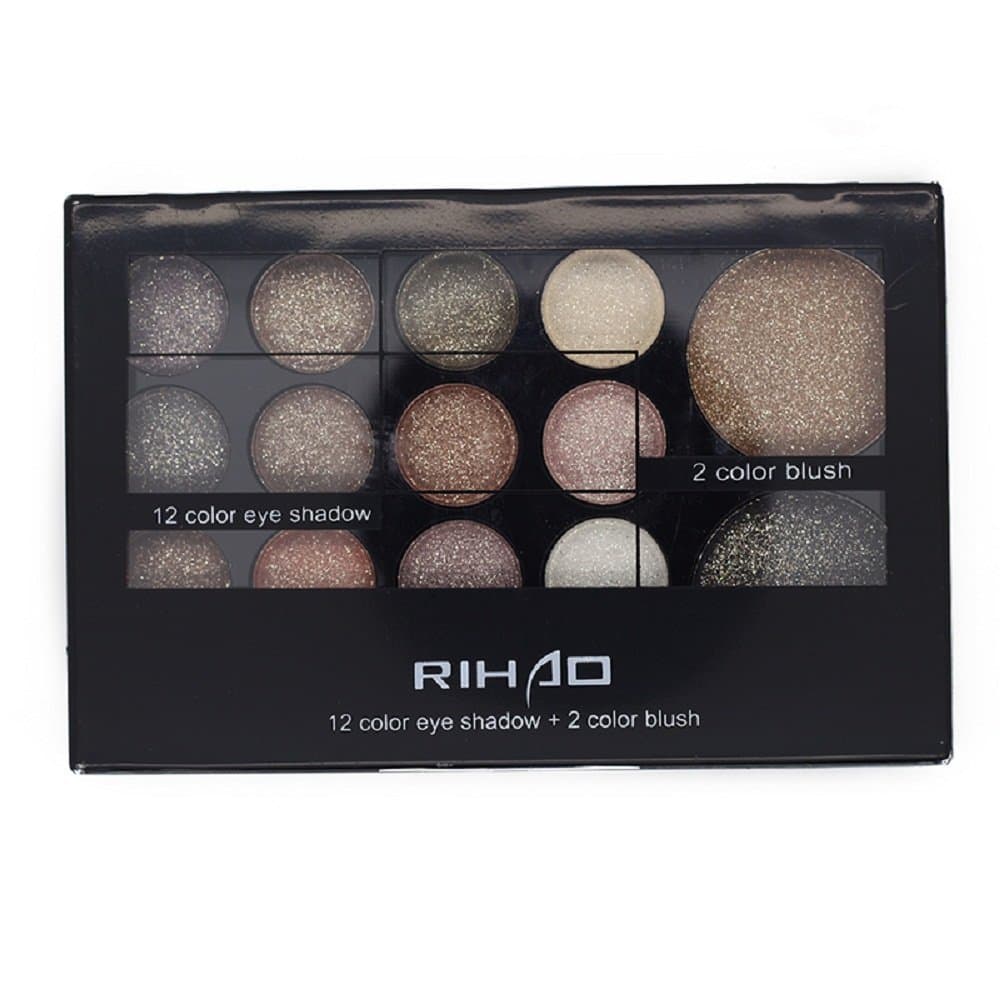 Professional 14 Warm Color Eyeshadow with 2 Colors Blush &Brush and Mirror Palette Neutral Nude Eye Shadow Giltter Cosmetic Wholesale Makeup Palette Set