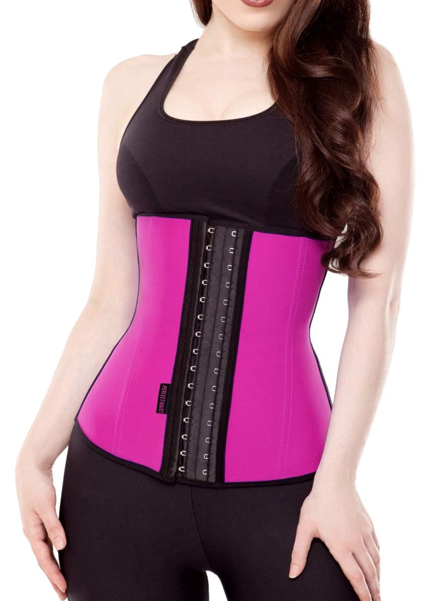 Women Hot Sweat Latex Waist Trainer Corset Trimmer Belt Body Shaper Slimming Pink XL