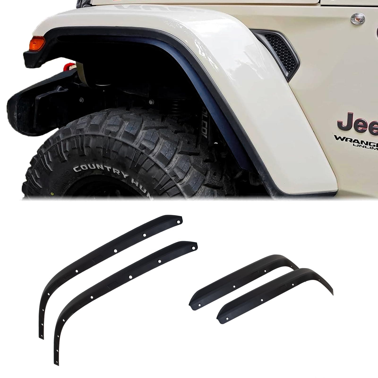 Front & Rear Fender Flares Extensions Set Fits 2018-2023 for Jeep Wrangler JL JLU Unlimited Rubicon 2/4 Doors Wheel Fender Liner