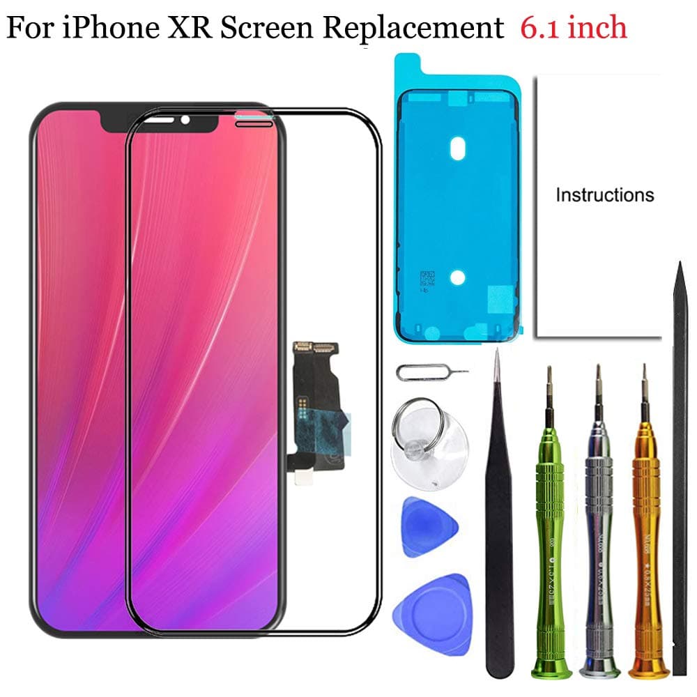 for iPhone XR Screen Replacement, LCD Screen Touch Display Digitizer Repair Kit Assembly (6.1 inch)