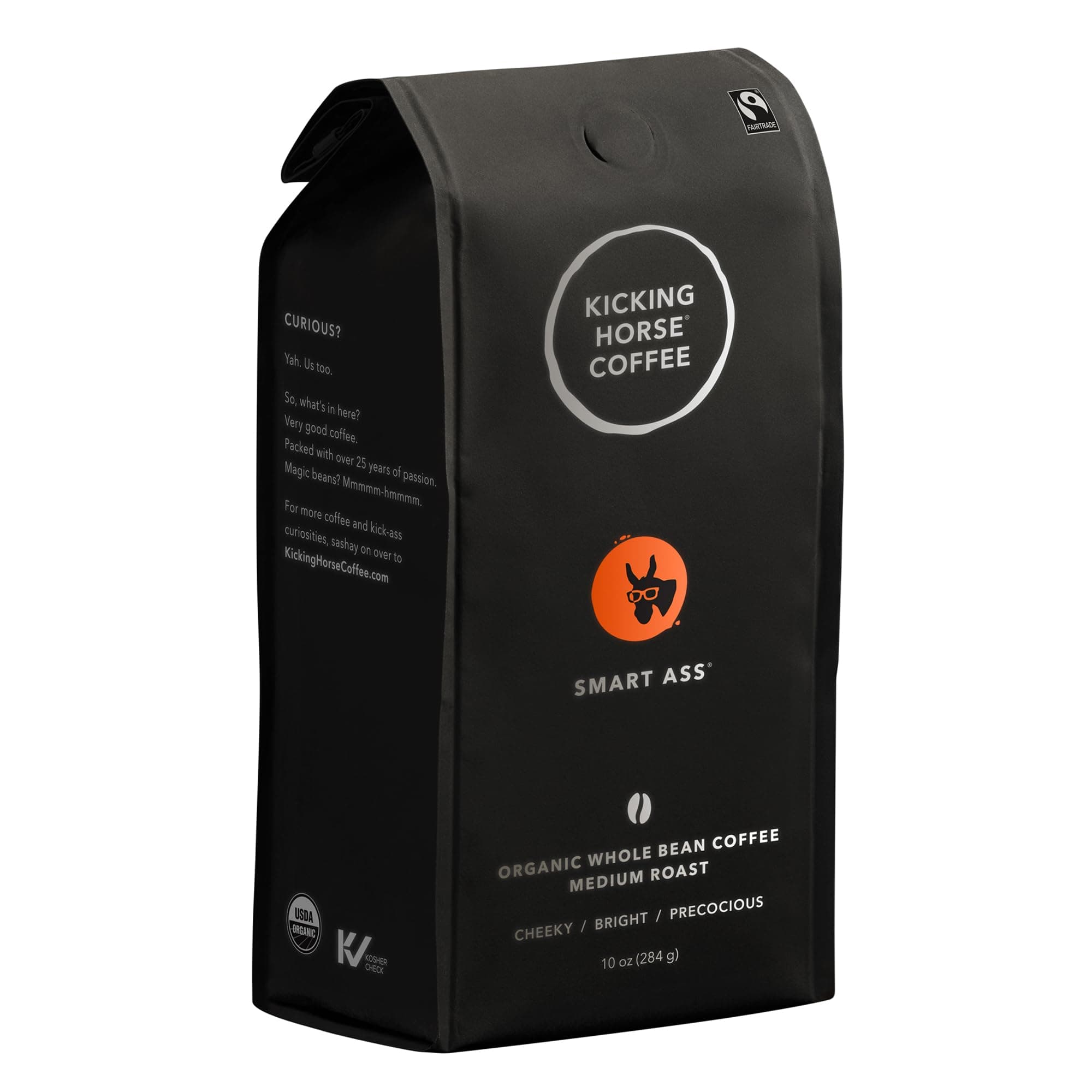 (Pack of 3) - Kicking Horse Coffee - Organic Fairtrade Whole Bean Coffee Smart Ass Medium Roast - 300ml
