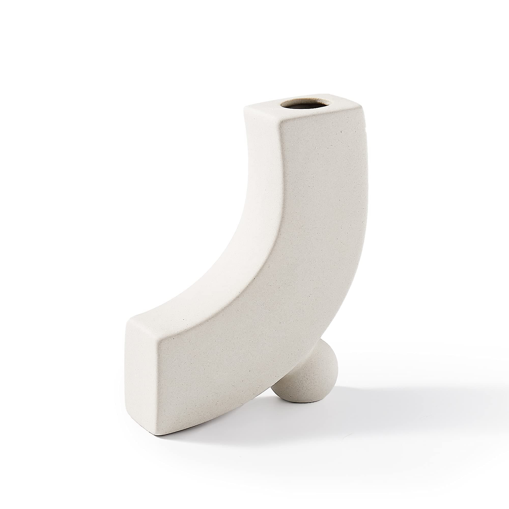 Grey White Ceramic Vases Nordic Minimalism Style Decoration for Centerpieces, Kitchen, Office or Living Room, White Modern Geometric Decorative Boho Vases for Home Decor (INS-D)