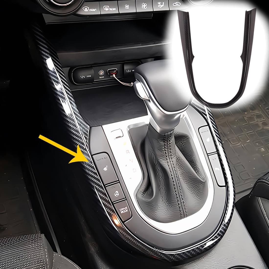 MUXEEInner Center Console Gear Shift Panel Cover Trim for Kia Forte K3 2019 2020 2021 2022 2023 2024 - ABS Carbon Fiber Sport Interior Accessories