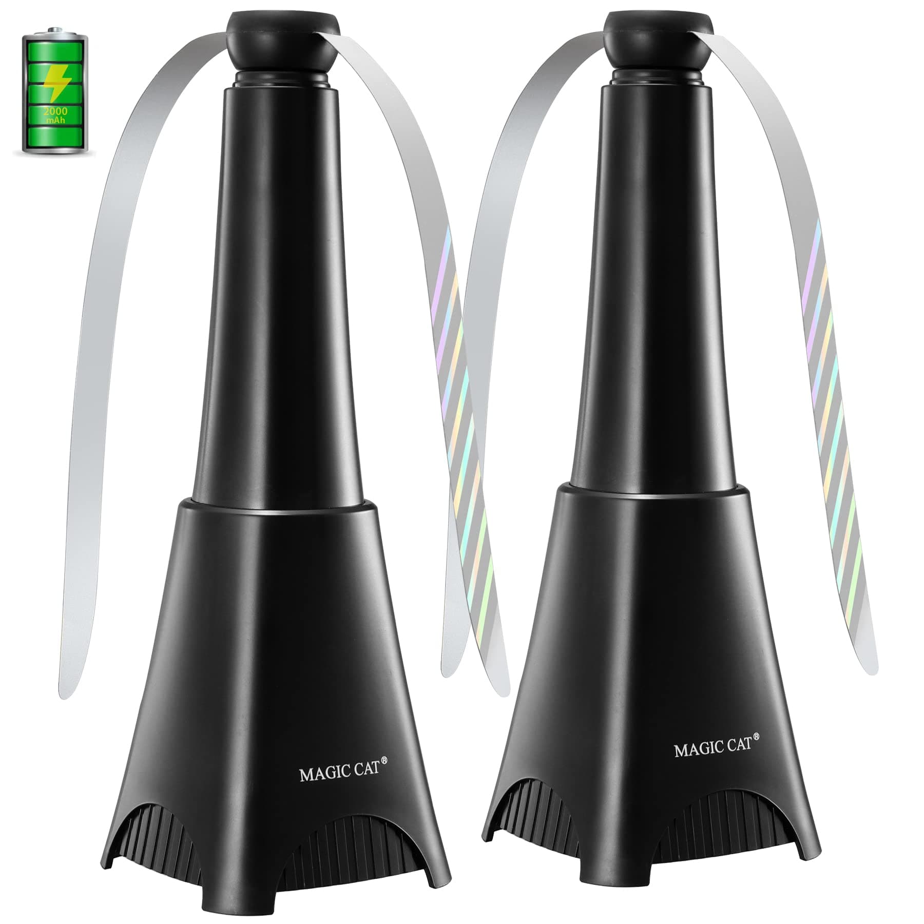MAGIC CAT Fly Fans for Tables, 2000mAh Rechargeable Fly Repellent Fan, Portable Fly Fan for Outdoor Table with Holographic Blade, Belfans Fly Fan for Tables of Kitchen Restaurant Party Picnic (2 Pack)