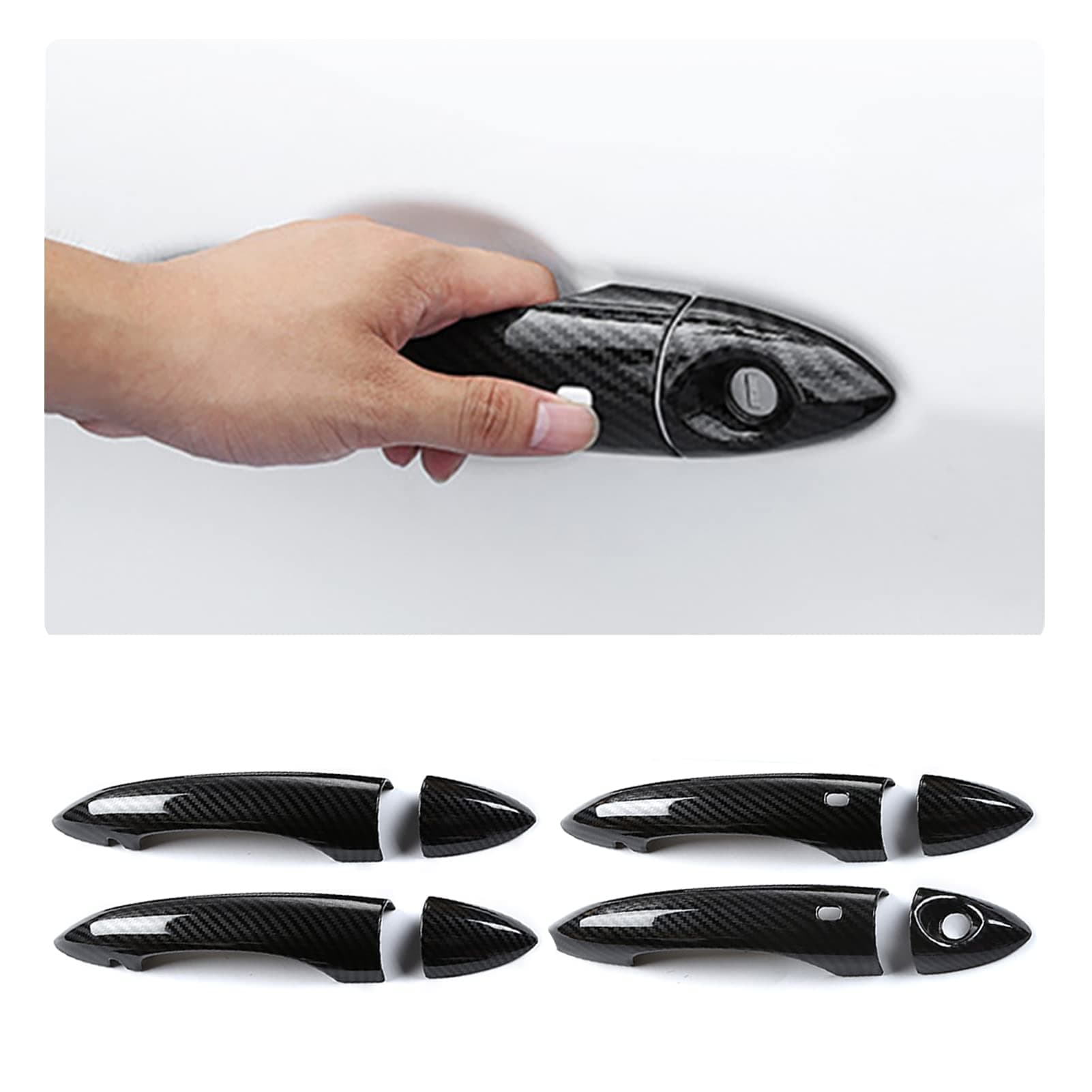 TOYCIDFG for Alfa Romeo Giulia 952 Stelvio 949 2017-2022 ABS Carbon Fiber Pattern Car Exterior Door Handle Grab Cover Trim Sticker Styling (with Key Hole)