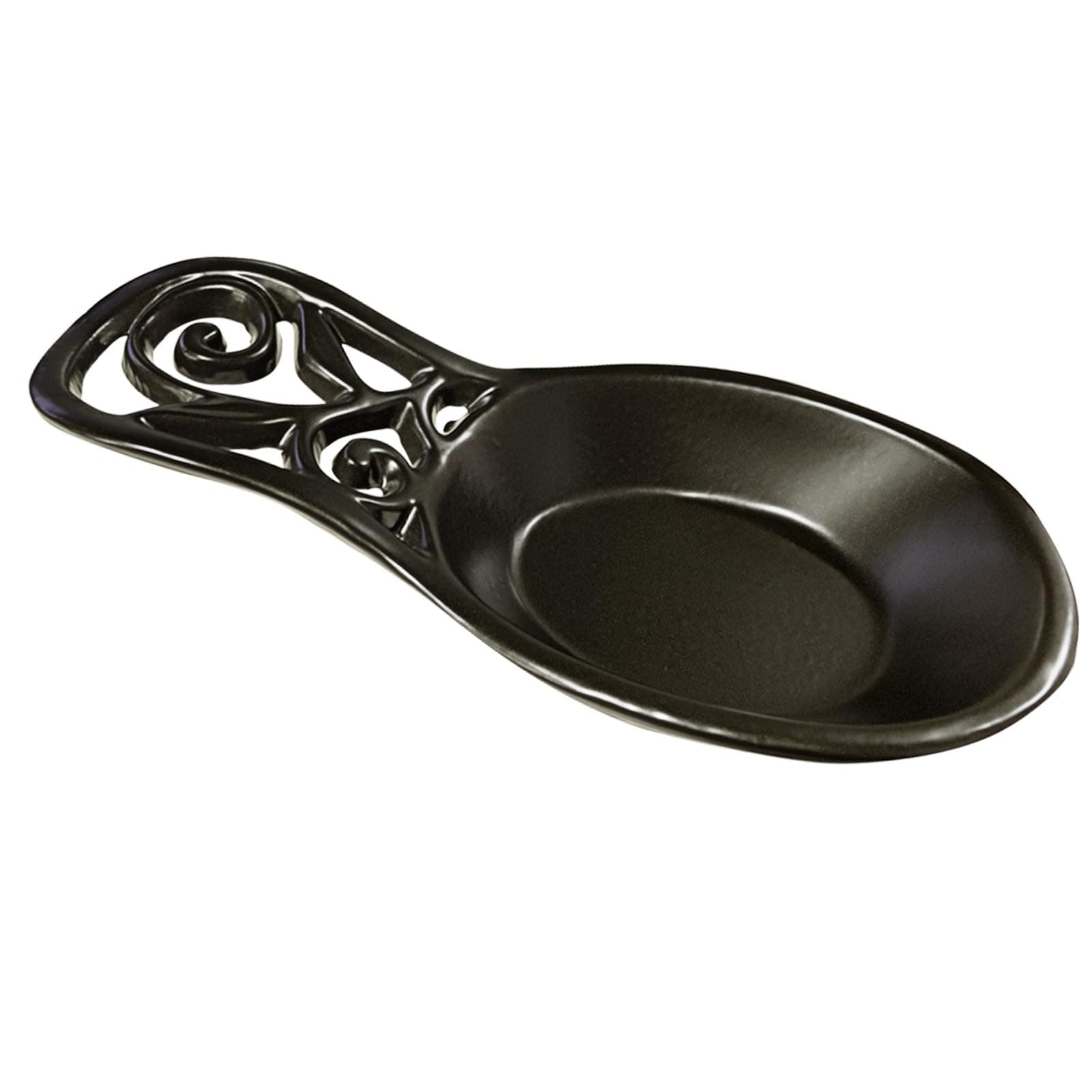JOGREFUL Spoon Rest, Cast Iron Spoon Holder for Cooking/Stove Top/Kitchen Counter, Heat-Resistant Utensil Rest for Spoons/Ladles/Tongs, Housewarming Vintage Decor, Vine Pattern, Coffee Gold