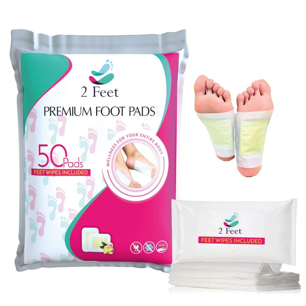 Premium Natural Foot Pads | 50 Patches + Foot Wipes | Organic Ingredients | Stress Relief, Sleep Better, Soothing Aches and Pains, Increased Energy, Enhanced Mental Function, Odor Eliminator, Ginger