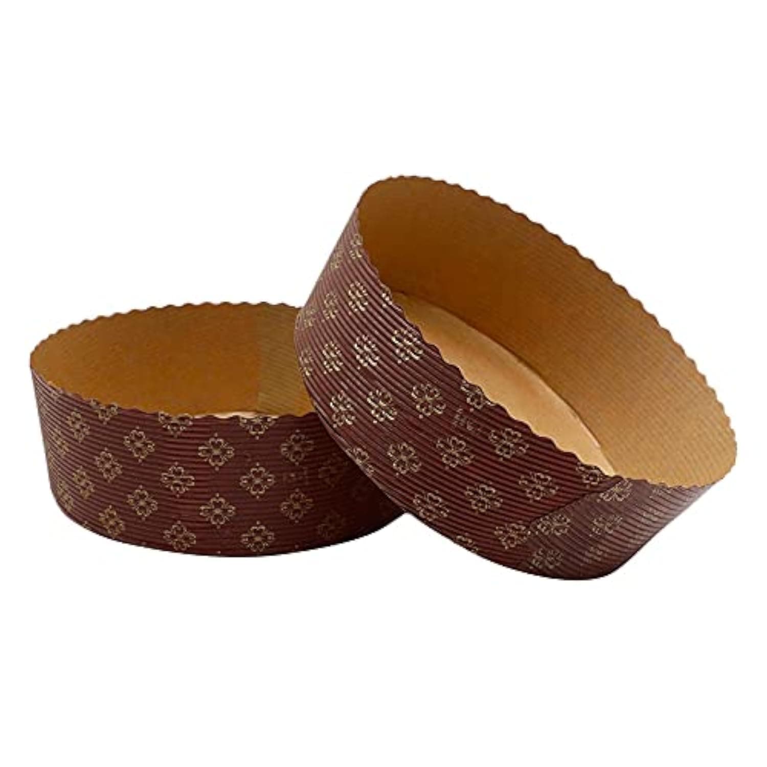 500 Grams Disposable Paper Cake Mould - Elegant Brown with Gold Floret | Free-Standing | Oven Safe | Microwave & Freezer Safe | Pack of 10 | Perfect for Special Occasions