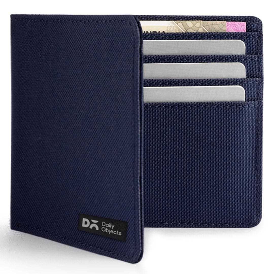 Coin Classic Bifold Wallet for Men | Ballistic Nylon Material | Holds up to 8 Cards Pocket | Slim & Easy to Fit, Dark Blue, Classic