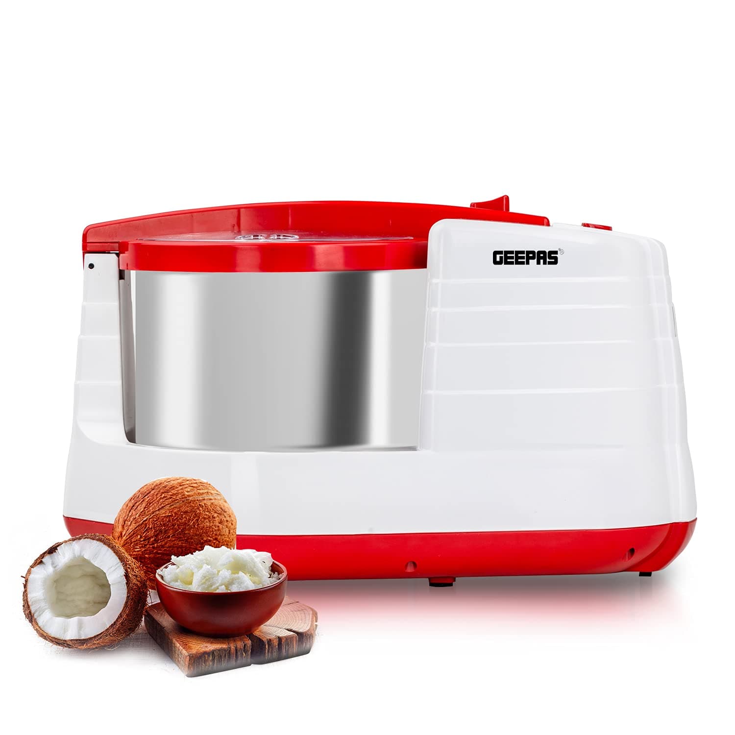 Geepas 200W Wet Grinder – 2L Capacity, Stainless Steel Drum – High Quality Grinding Stones For Idli Dosa Batter – Transparent Lid, Interlocking Mechanism – Grains Grinder, Atta Kneader & Coconut Scrap