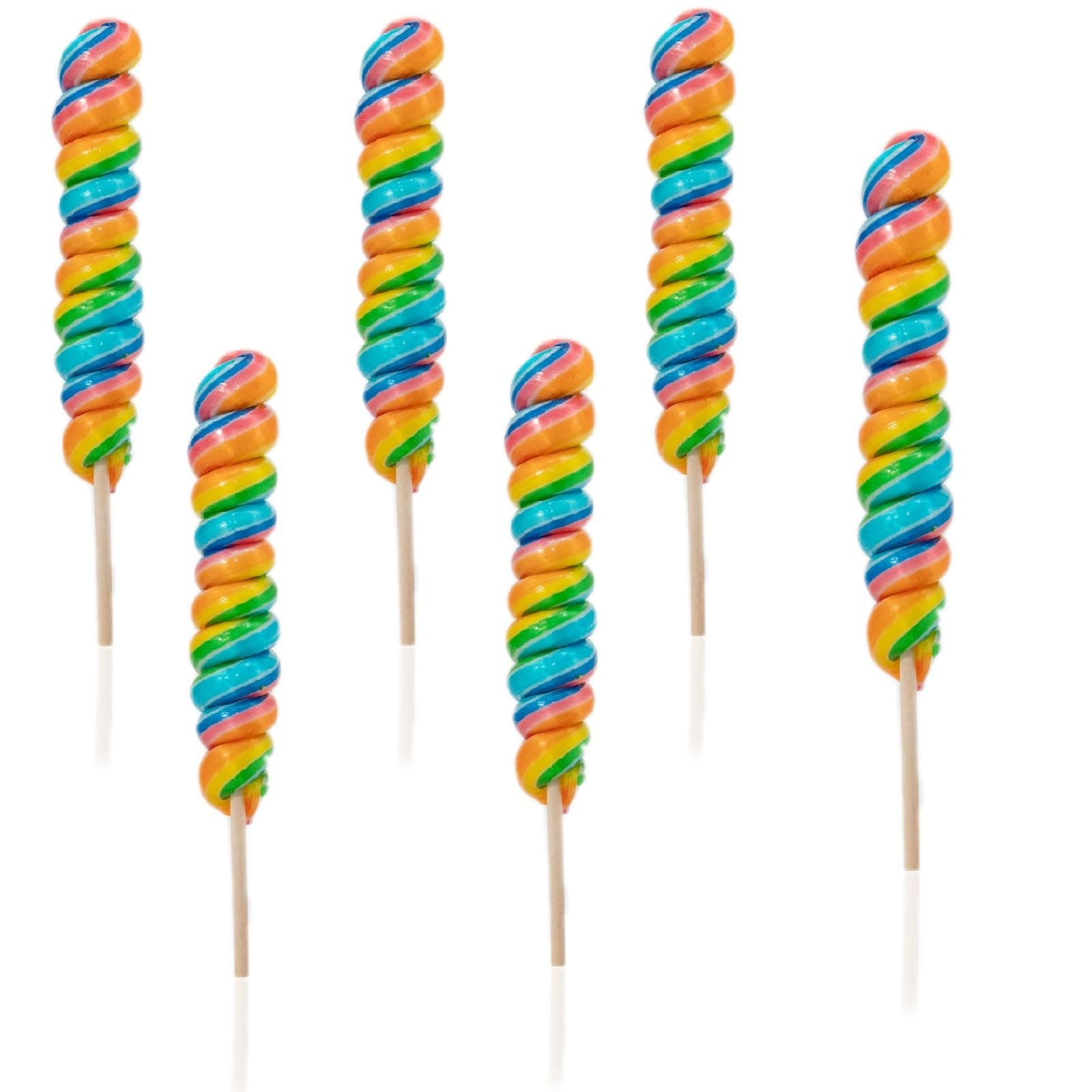 Candy Paradise Lollipop Rainbow Twister Lollies 50g Kids Party Bags Sweets. Halal Vegan. Cake Toppers & Party Favours Great Value. Assorted Colours (6)