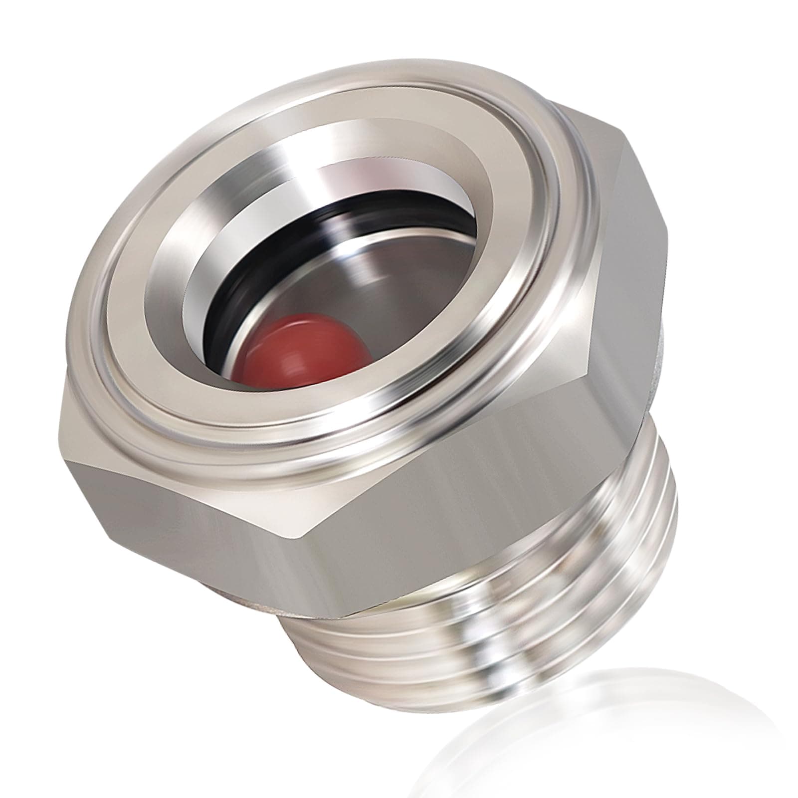 1" NPT Male 304 Stainless Steel Oil Sight Glass Hex Head Sight Plug Liquid Level Gauge Oil Indicator Sight Window for Air Compressor Gearbox Fittings Hydraulic Tank (1pcs 1 NPT Stainless Steel)