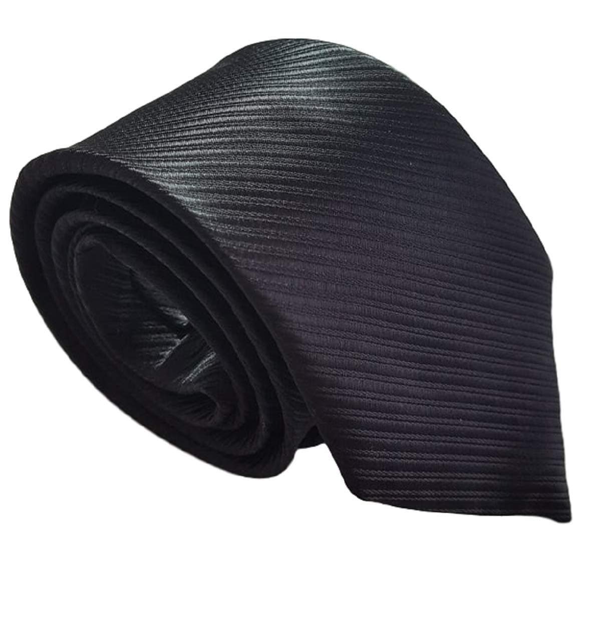 Plain Black Tie for Men Funeral Pinstripe Occasional Wedding Silk Style Necktie