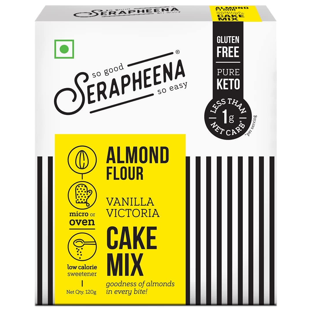 Serapheena Almond Flour Vanilla Victoria Cake Mix, 120g | Keto, No Sugar, Diabetic Friendly, Quick and Easy to Make