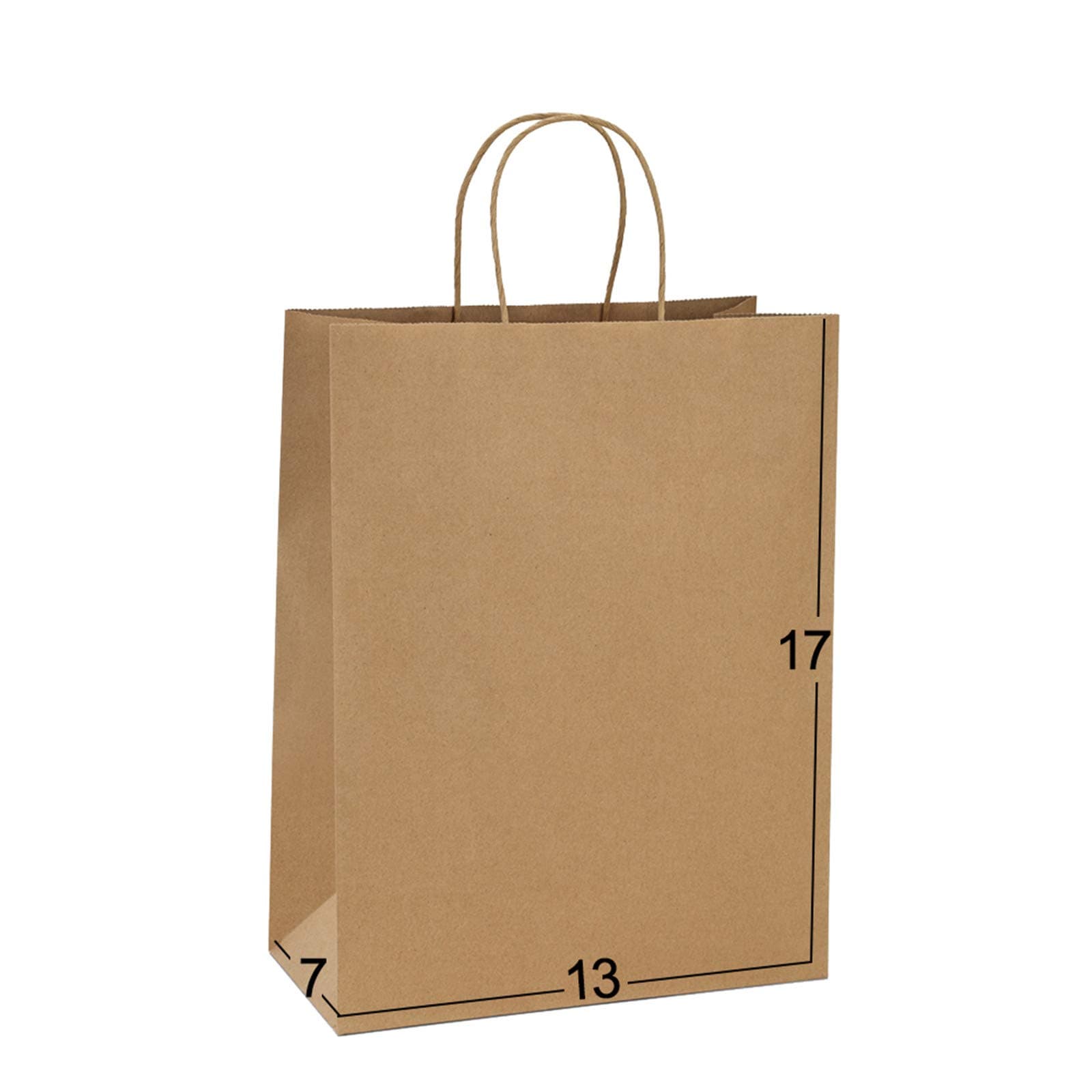 BagDream Paper Bags 13x7x17 50Pcs Large Gift Bags with Handles Bulk, Kraft Recycled Brown Paper Sacks for Shopping, Party Favors, Retail, Merchandise, Grocery