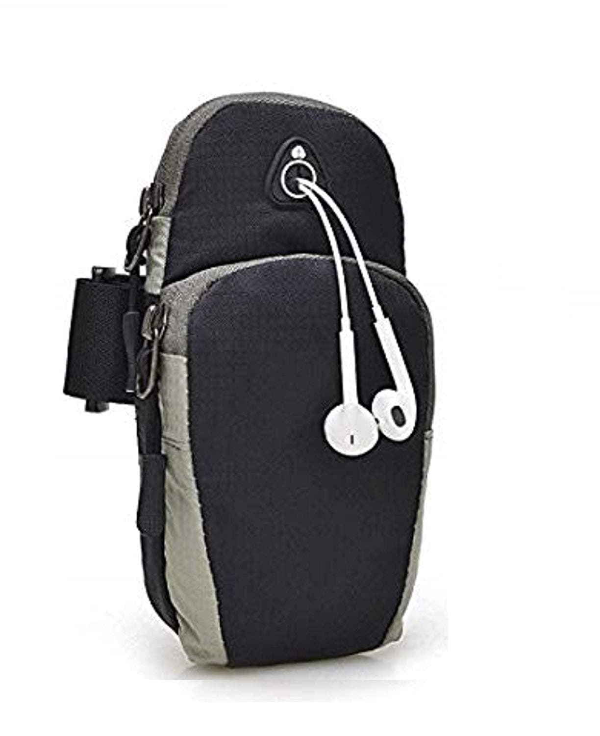 cable hunter jogging ArmBand cover with double zipper and earphone hole (black)