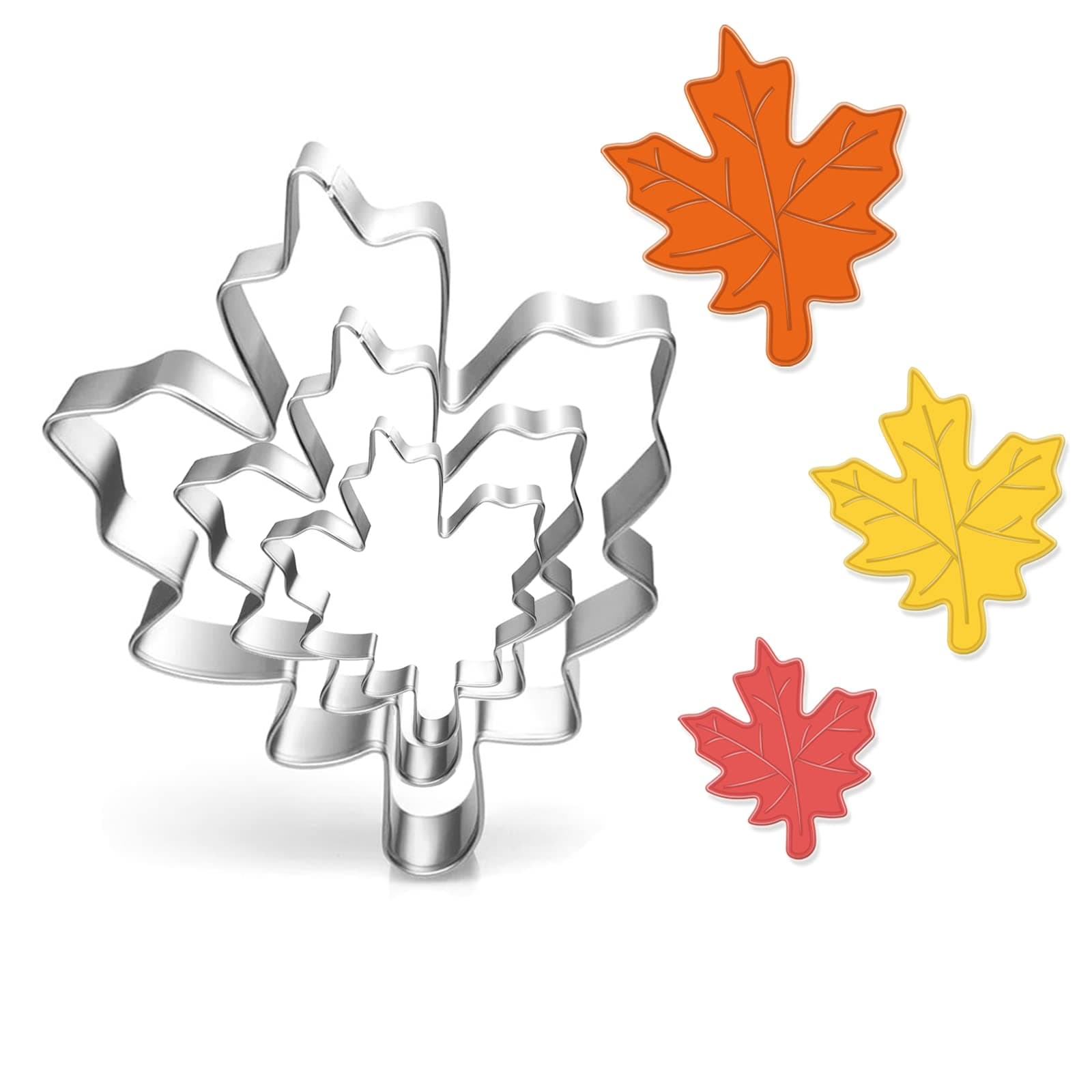 Maple Leaf Cookie Cutter Set-Size 4" 3.1" 2.5" -3-Pieces-Autumn Cookie Cutters Fondant Biscui Cutters