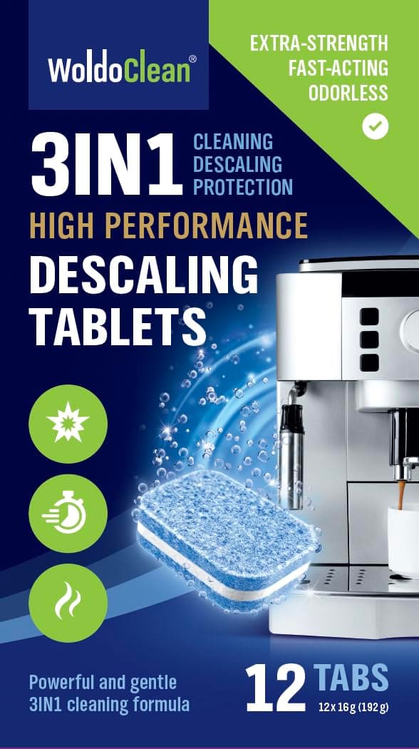WoldoClean Coffee Machine Cleaner & Descaler Tablets (40 Count) - Universal Descaling Tabs Compatible with Nespresso, Keurig, Ninja, Breville & Drip Coffee Makers, Removes Limescale & Mineral Buildup