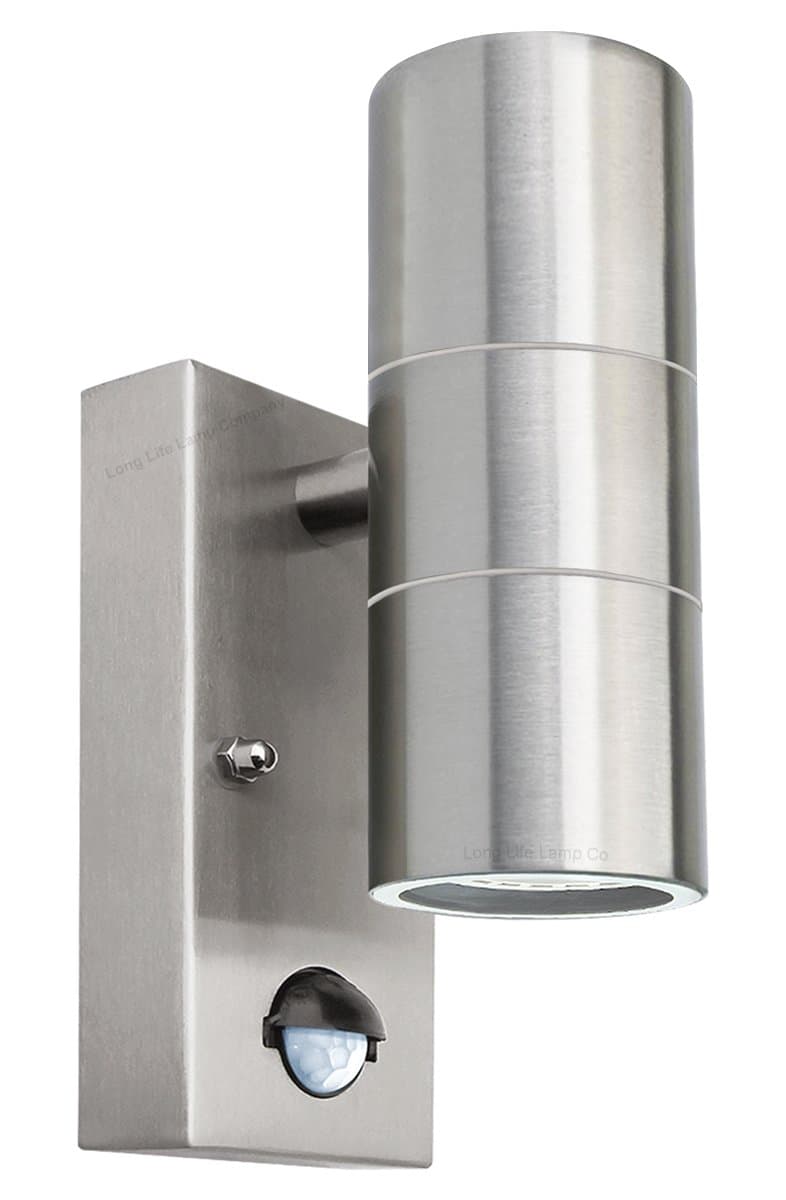 PIR Stainless Steel Double Outdoor Wall Light With Movement Sensor IP44 ZLC08DSEN Up/Down Outdoor Wa