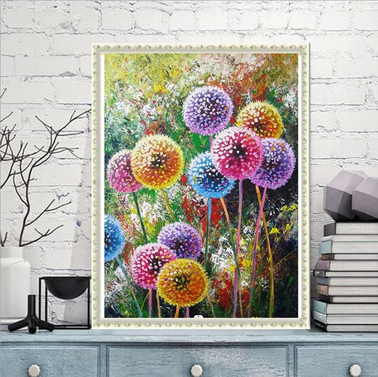 Eiflow Dandelion Diamond Craft Gem Painting Kits Full Drill, Diamond Art Kit Paint by Diamonds Round Gems Great Gift(12x16in)