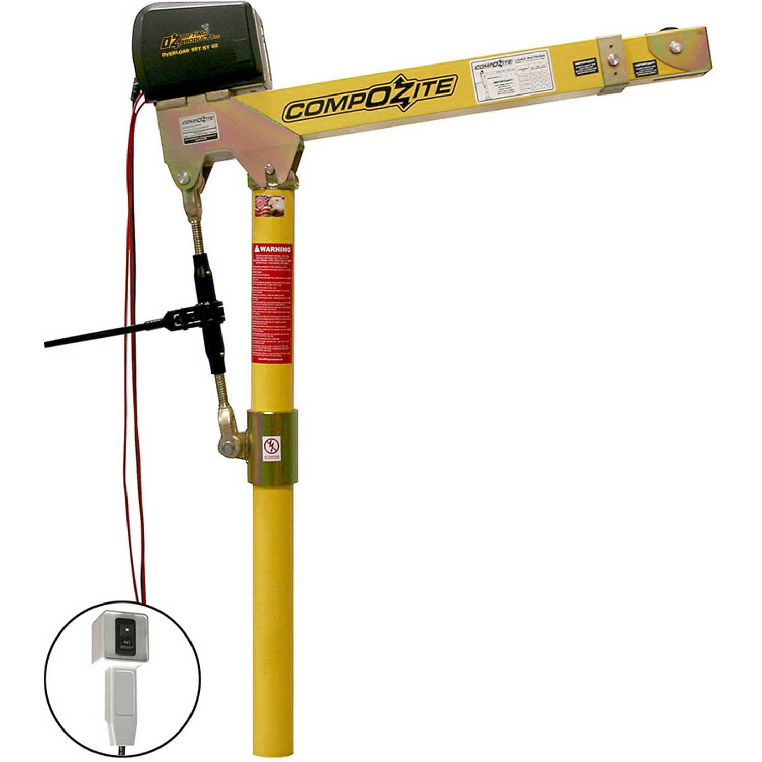 Oz Lifting Products Davit Crane, Yellow, 115VAC, 1200 lb.