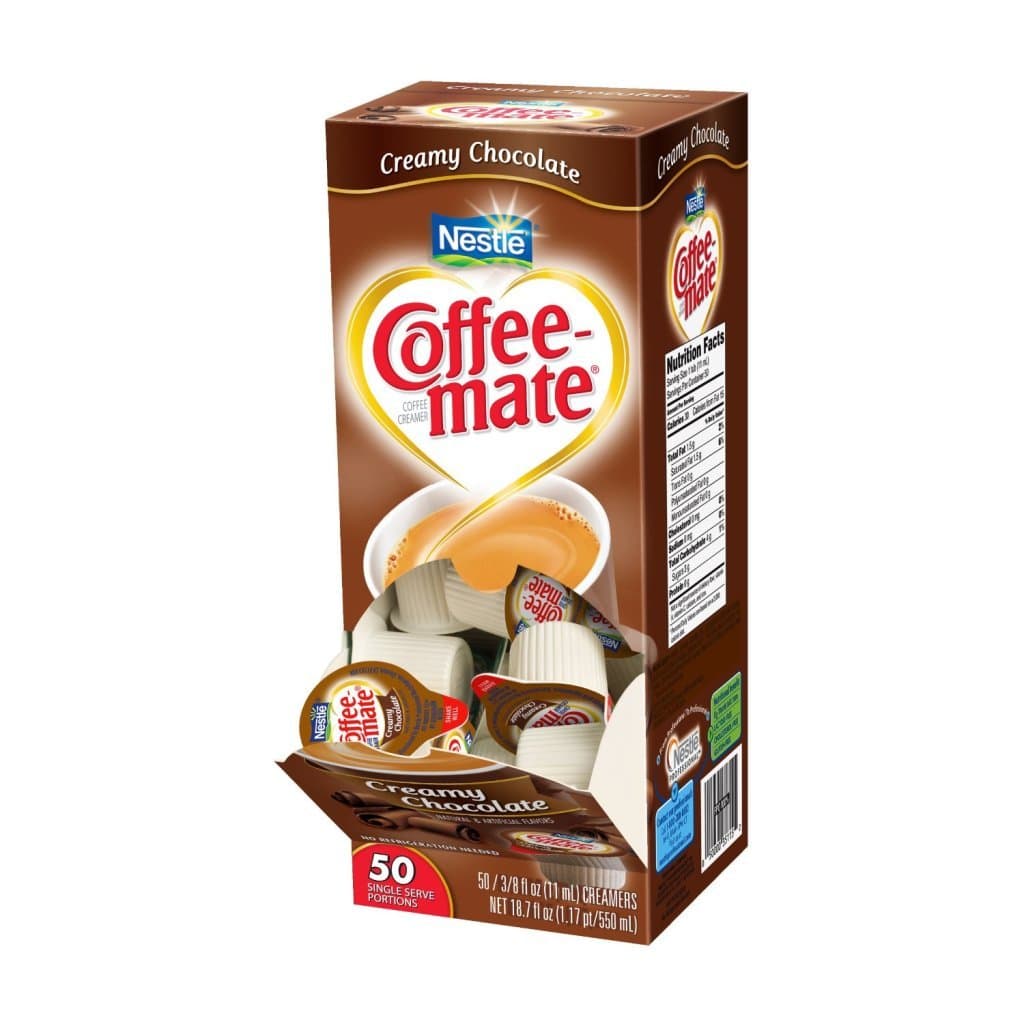 Liquid Coffee Creamer, Cafe Mocha, 0.38 Oz Mini Cups, 50/box