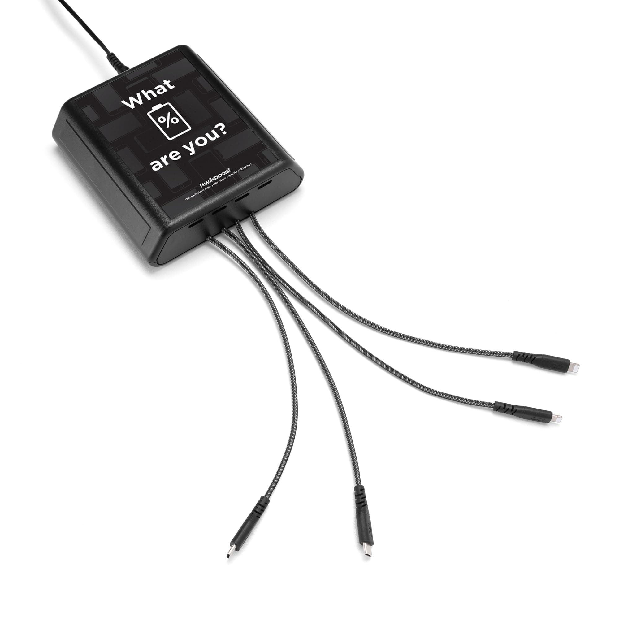 Kwikboost Mini Charging Hub Table Top Station. Charges 4 Phones at Full Speed. Affordable Option for Dorm, Patient, Library, Waiting Rooms & More (Basic)