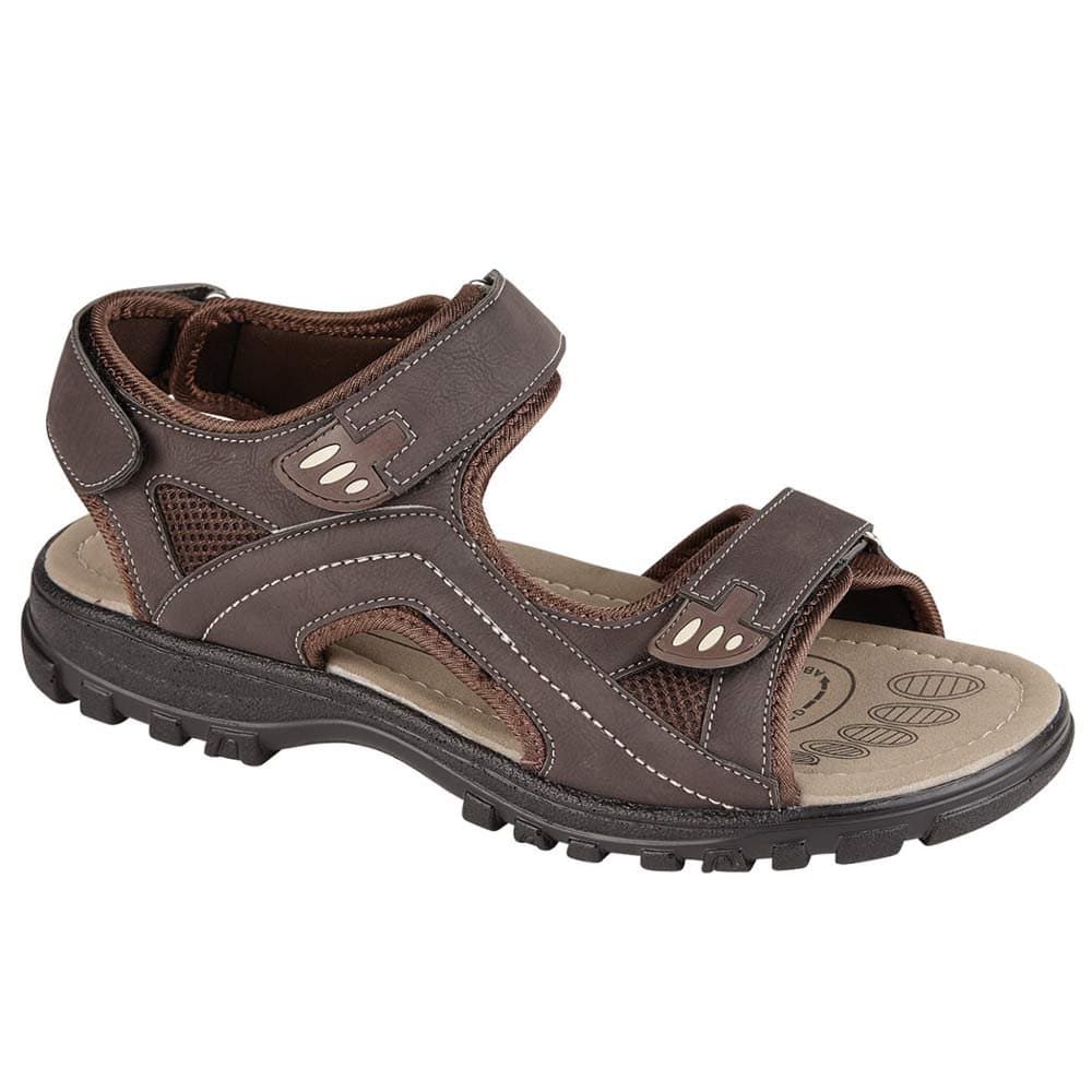Mens Sandals Hiking Walking Summer Beach Mules Velcro Sports Trekking Sandals Shoes Size (Mens UK Size 9, Brown)