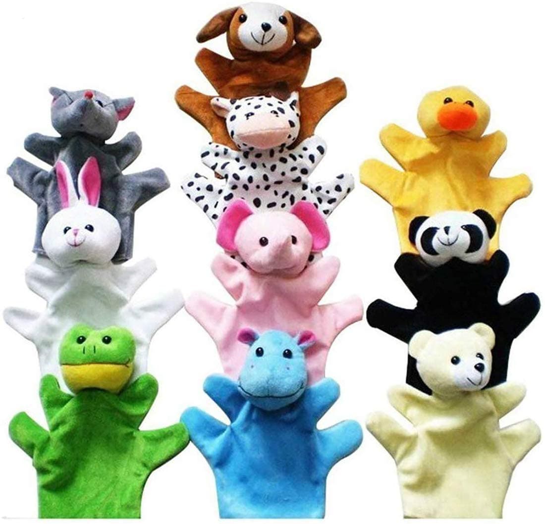 Animal Hand Puppets Farm Toys Set, with Movable Open Mouth Plush Pretend Toys for Kids Children Role-Play, Preschool, Storytelling (10 Pack)