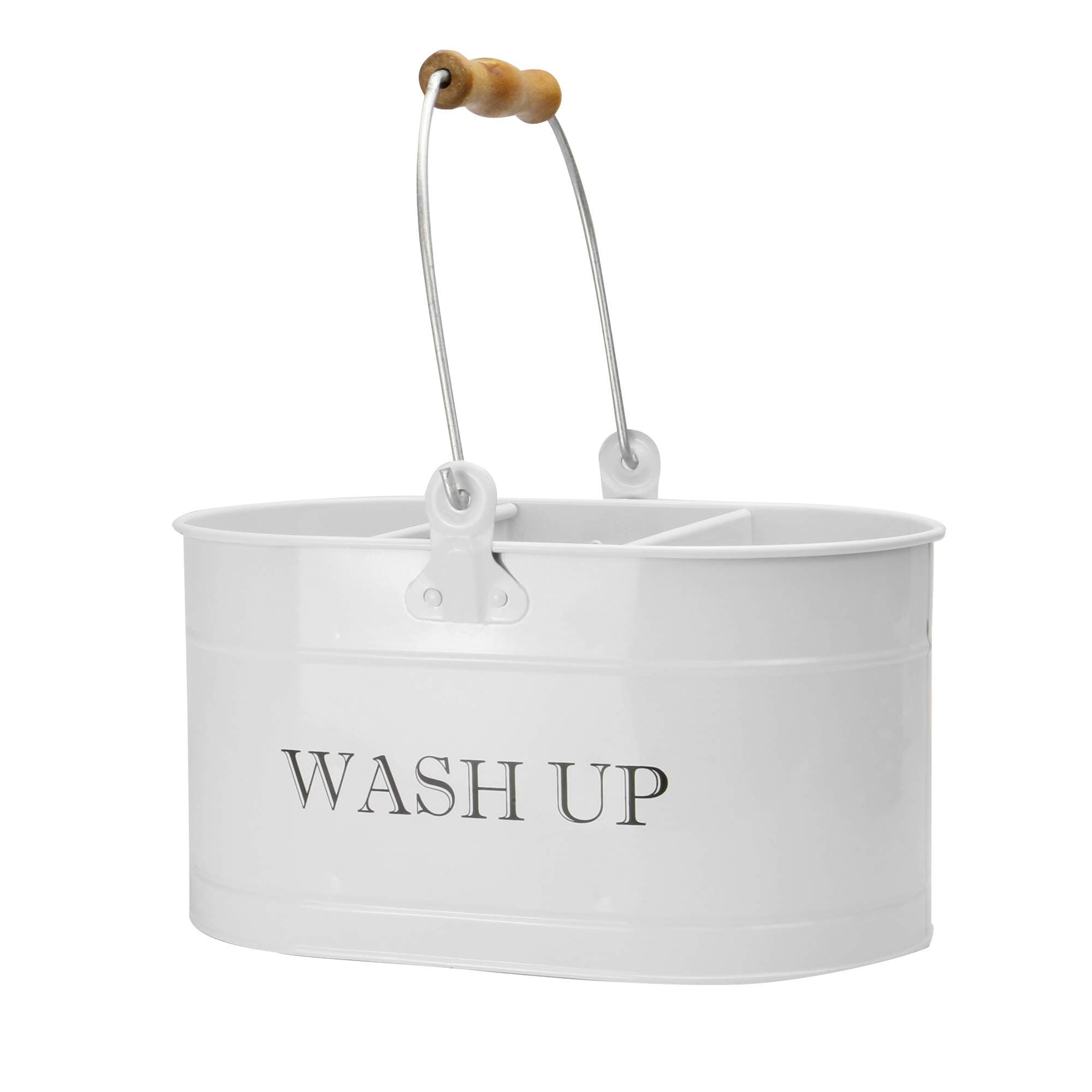 Wash Up Tidy - Chalk White | Kitchen Tidy | Cleaning Organiser | Vintage Kitchen Accessories | Washing Up Aid | Caddy Box | Enamel Bucket | M&W