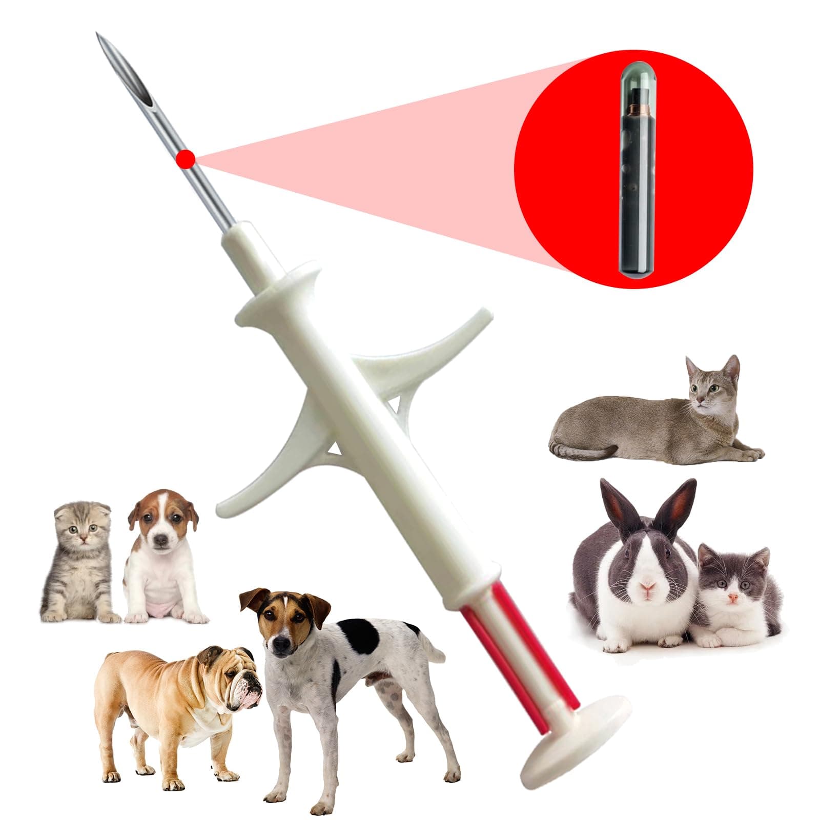 Microchip for Dogs and Cats Small Size 1.4X8 mm 20 Pack, Completely Germany Microchip Bioglass Transponder Implant Kit with Sharp Needle Universal Standard ISO 11784/5 FDX-B 134.2Khz