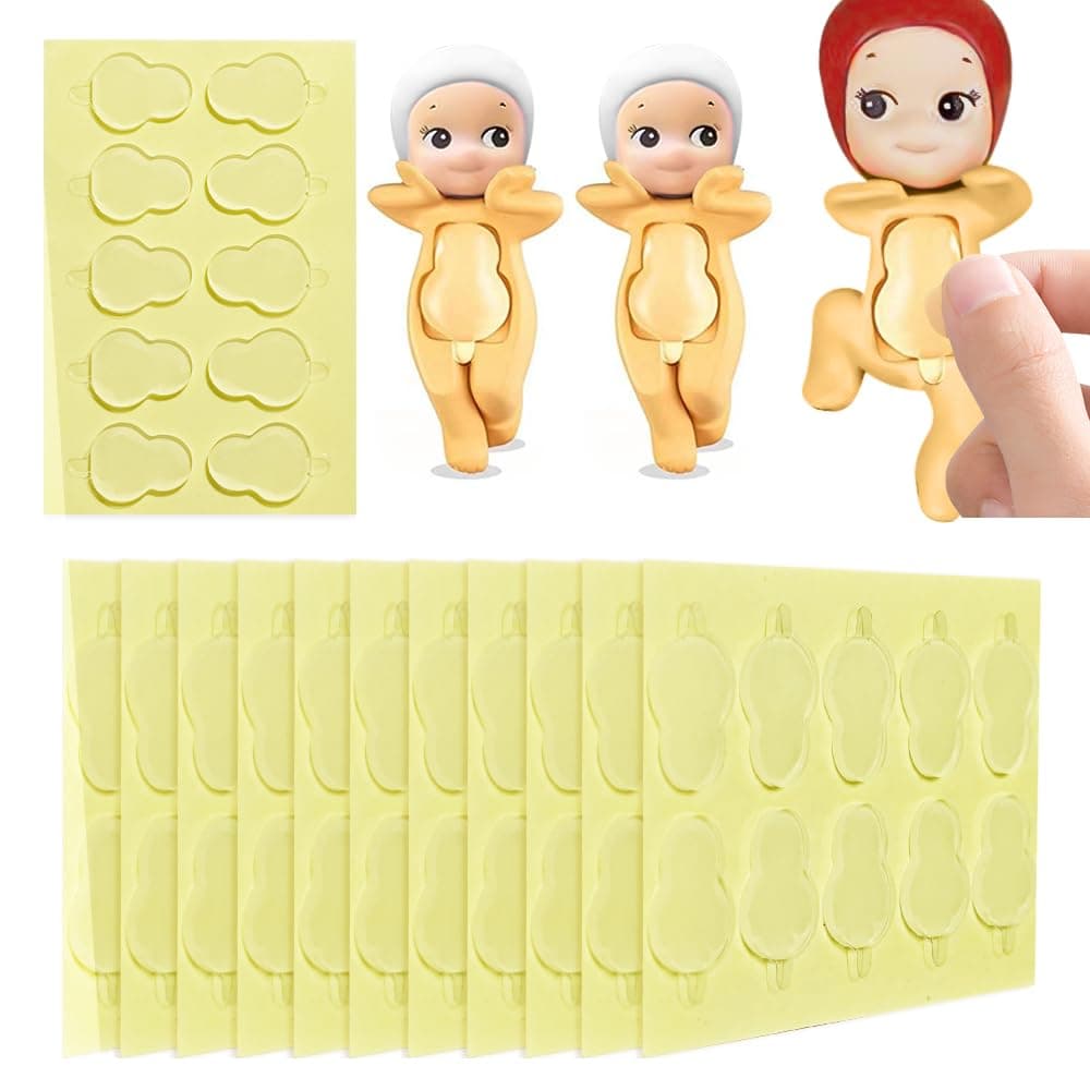 120pcs Clear Adhesive Tape for Sonny Baby, Compatible with Sonny Angel, Removable Mini Figure Clear Glue Sticky Putty for Sonny Doll, Fit Sonny Baby Adhesive Tape Replacement (12pcs-09)