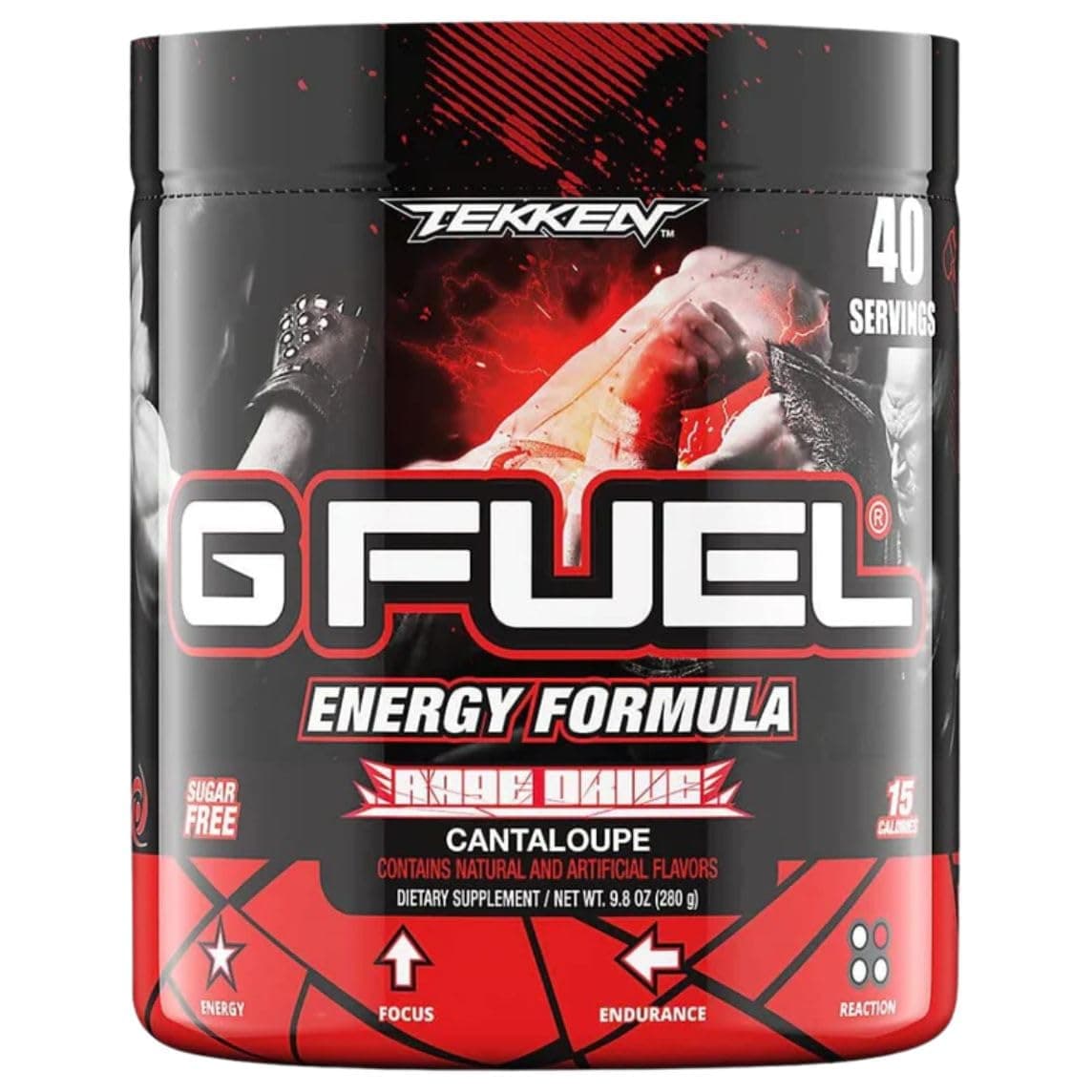G Fuel Tekken Energy Drink Powder, Pre Workout Caffeine Mix for Gaming, Sugar Free Focus Amino, Vitamin + Antioxidants, 9.8oz (Cantaloupe, 40 Servings)