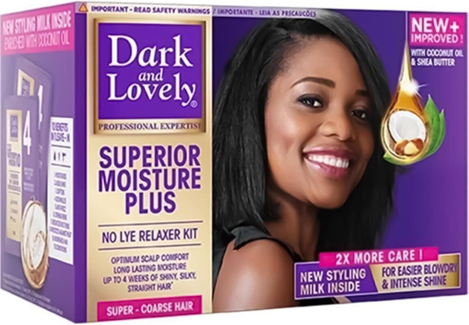 DARK AND LOVELY MOISTURE PLUS NO LYE RELAXER SUPER FOR COARSE HAIR 1 APPLICATION