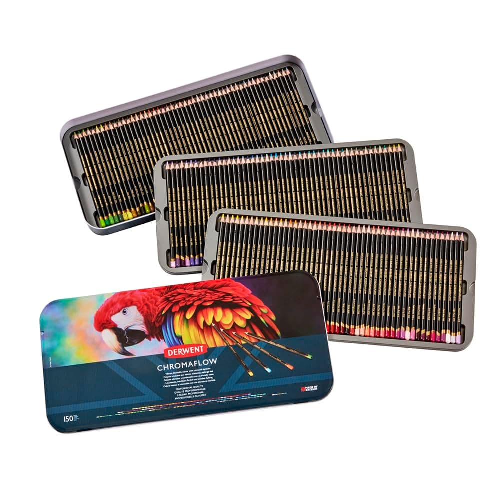 Chromaflow Pencils, Set of 150 in Tin, 3.5mm Round Core, Premium Core Strength, Blendable with Smooth Texture, Ideal for Drawing, Colouring & Layering, Professional Quality, 2306263
