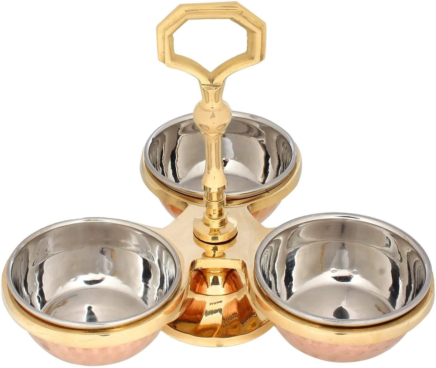 Zap Impex Traditional Indian Pickle Serving Set - Brass and Copper, Serving Bowl, zap-098, Brown