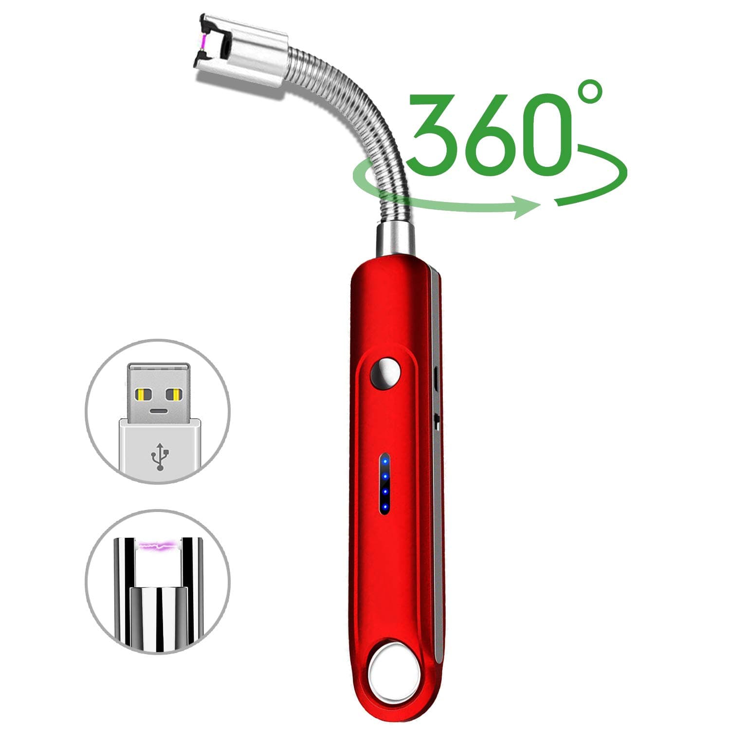 Suntue Candle Lighter Electric Long Lighter Rechargeable ARC Plasma Lighter USB Windproof Fireplace Lighter for Home Kitchen Outdoor BBQ Camping Sports Activties Best Gifts for Women Mum Men and Dad