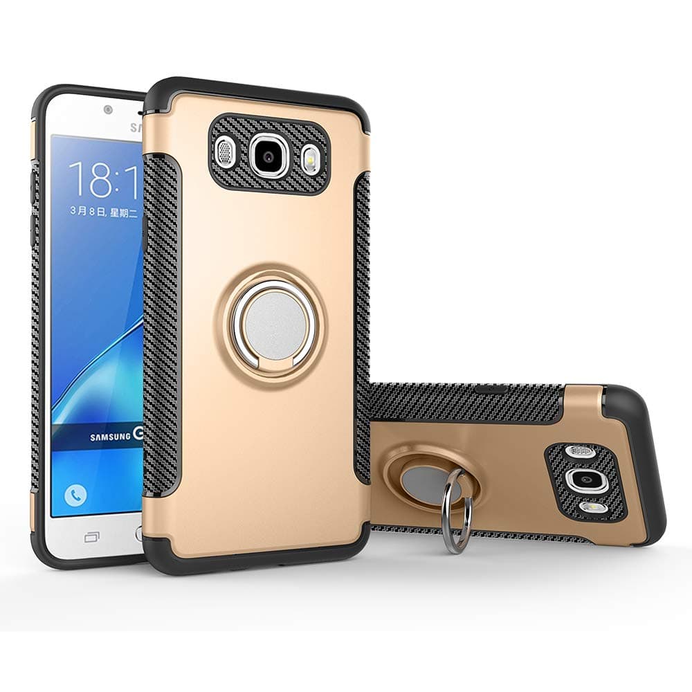 Case for Samsung SM-J320AZ Galaxy Amp Prime/SM-J320V Galaxy J3 V 2016 / SM-J320VPP Galaxy J3 2016 SM-J320ZN SM-J320F Case Cover + 360 Degree Rotating Ring Holder Kickstand Gold