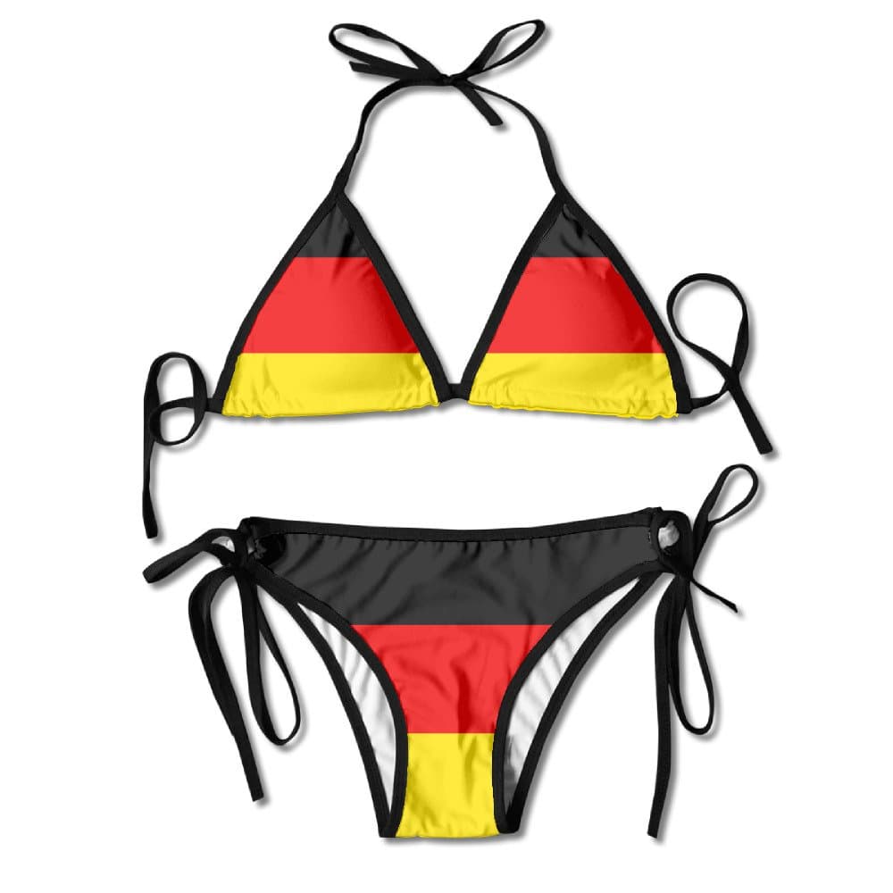 German Flag Sexy Harness Boxing Bikini Womenâ€s Halterneck Top And Sexy G-string Bikini Set Swimsuit