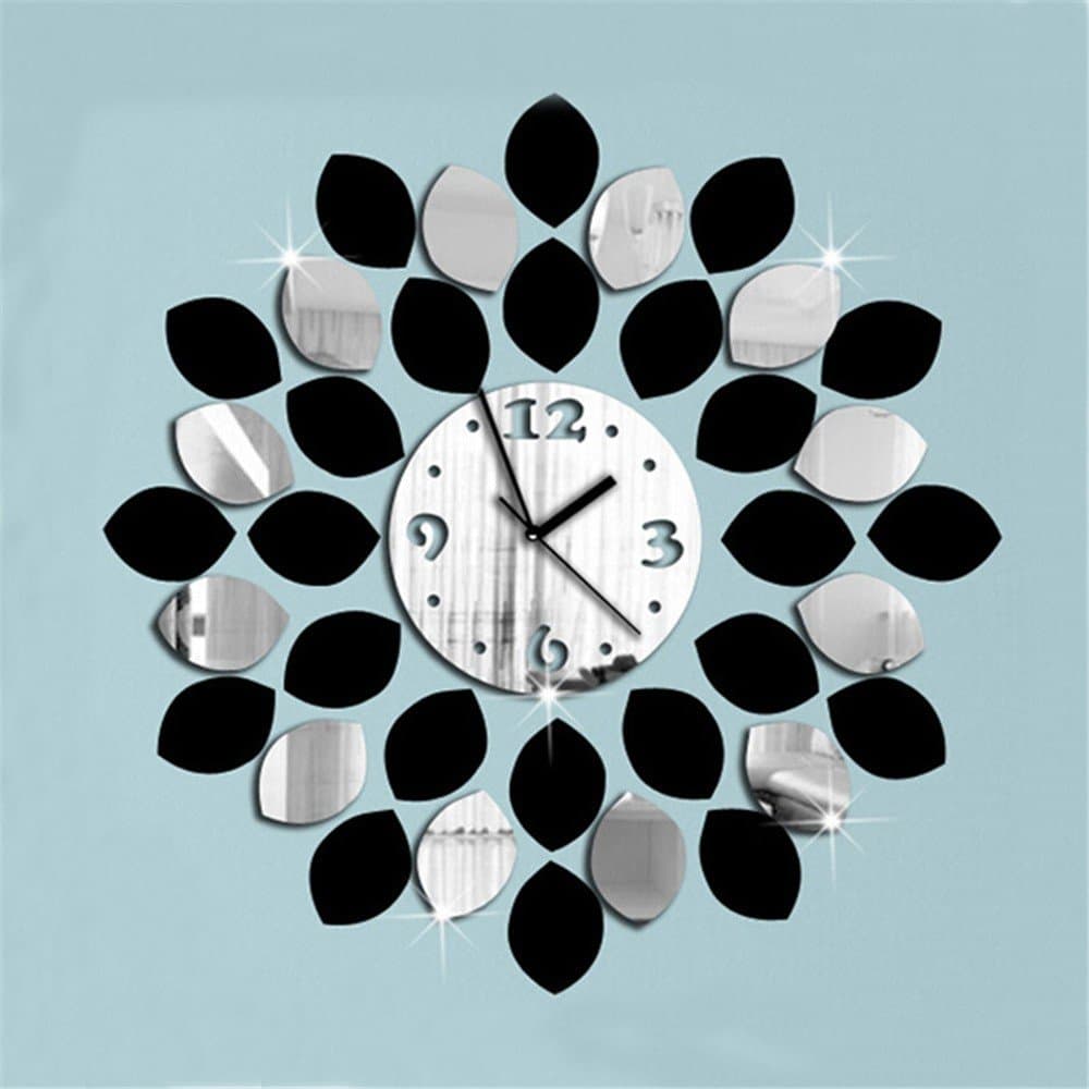 WHLGZ 3D Acrylic Stereoscopic Mirror Clock With Two Color Circular Clocks Wall Clocks