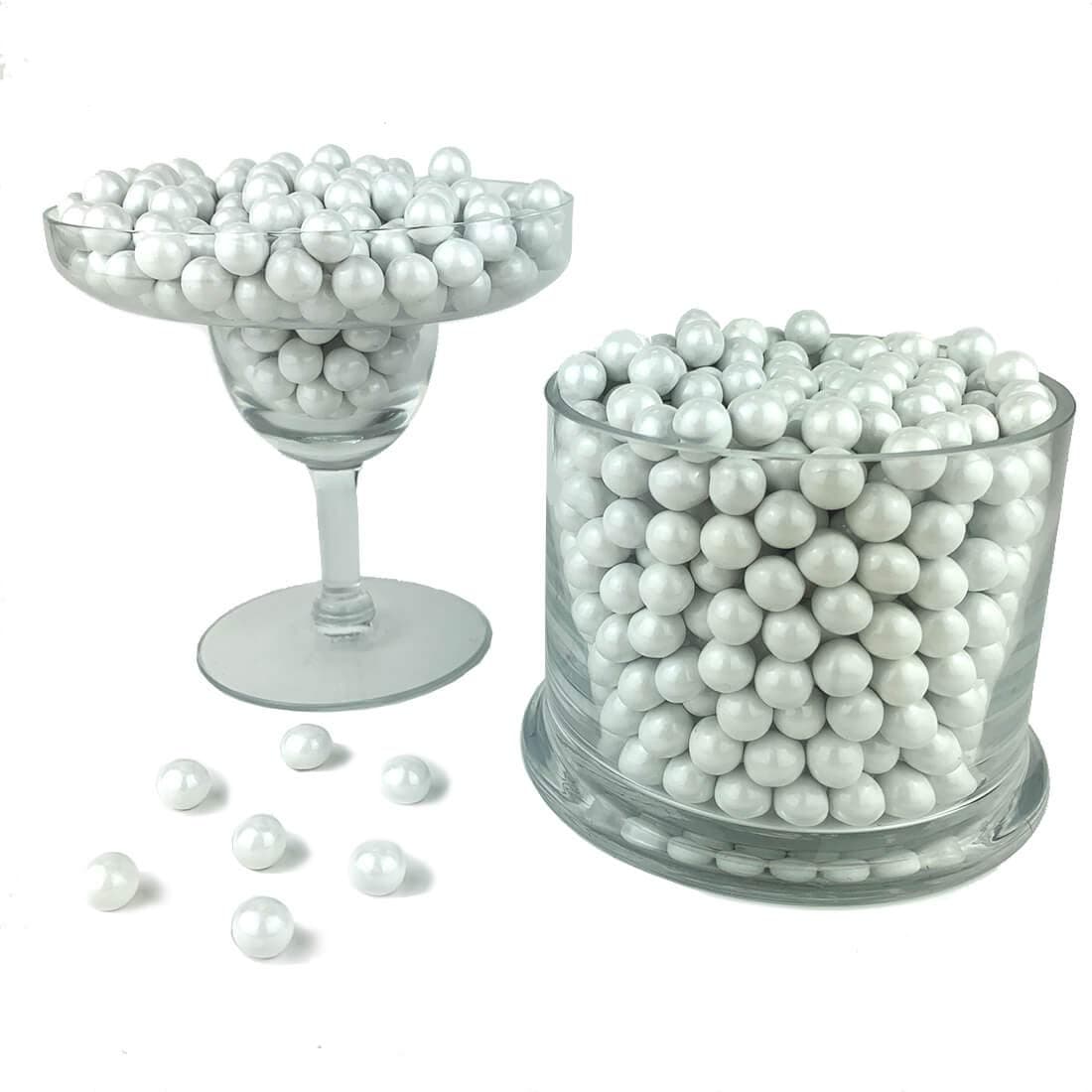 Color It Candy Shimmer White Sixlets 2 Lb Bag - Perfect For Table Centerpieces, Weddings, Birthdays, Candy Buffets, & Party Favors.