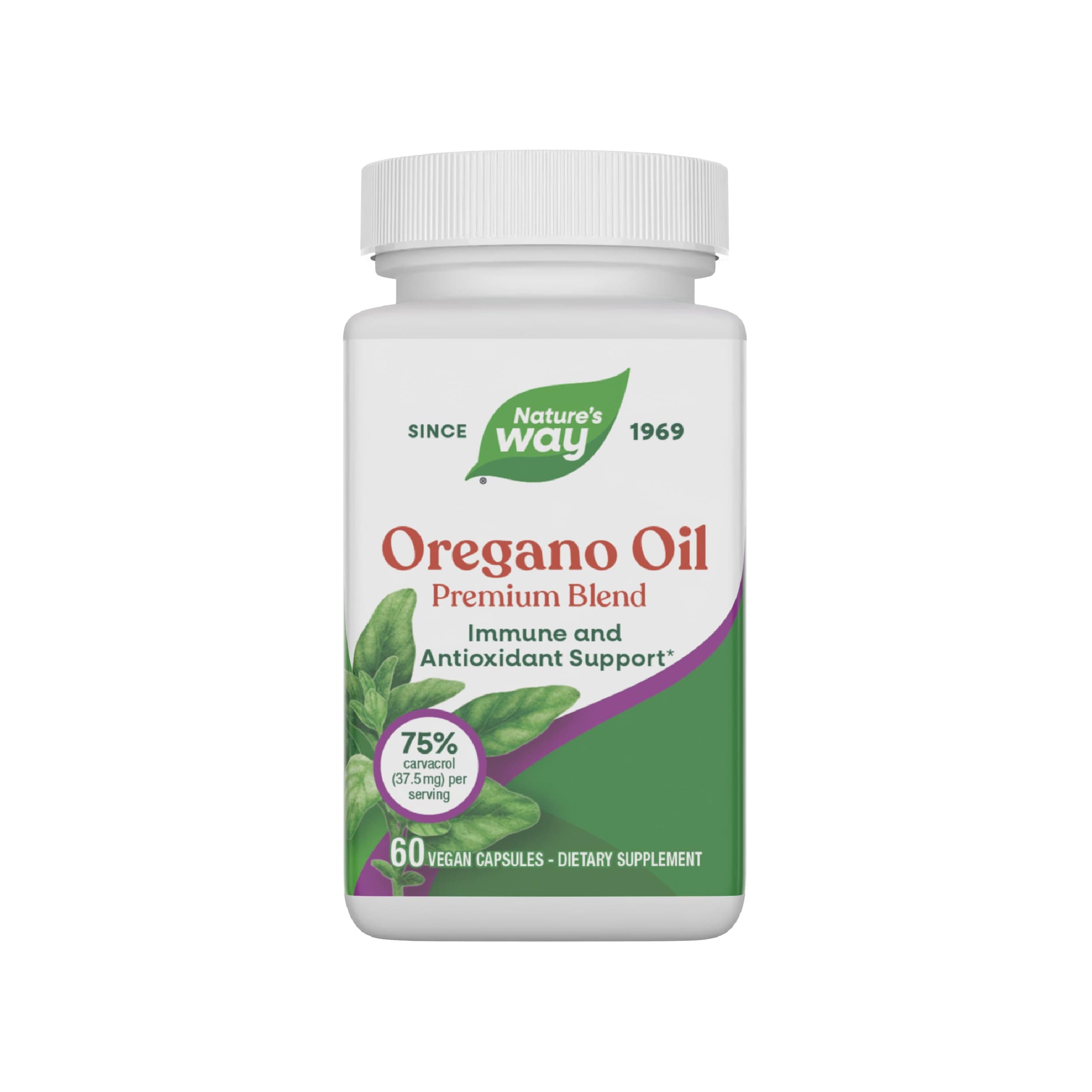 Nature's Way Oregano Oil, Immune and Antioxidant Support Supplement,* 75-85% Carvacrol per Serving, Gluten Free, 60 Vegan Capsules