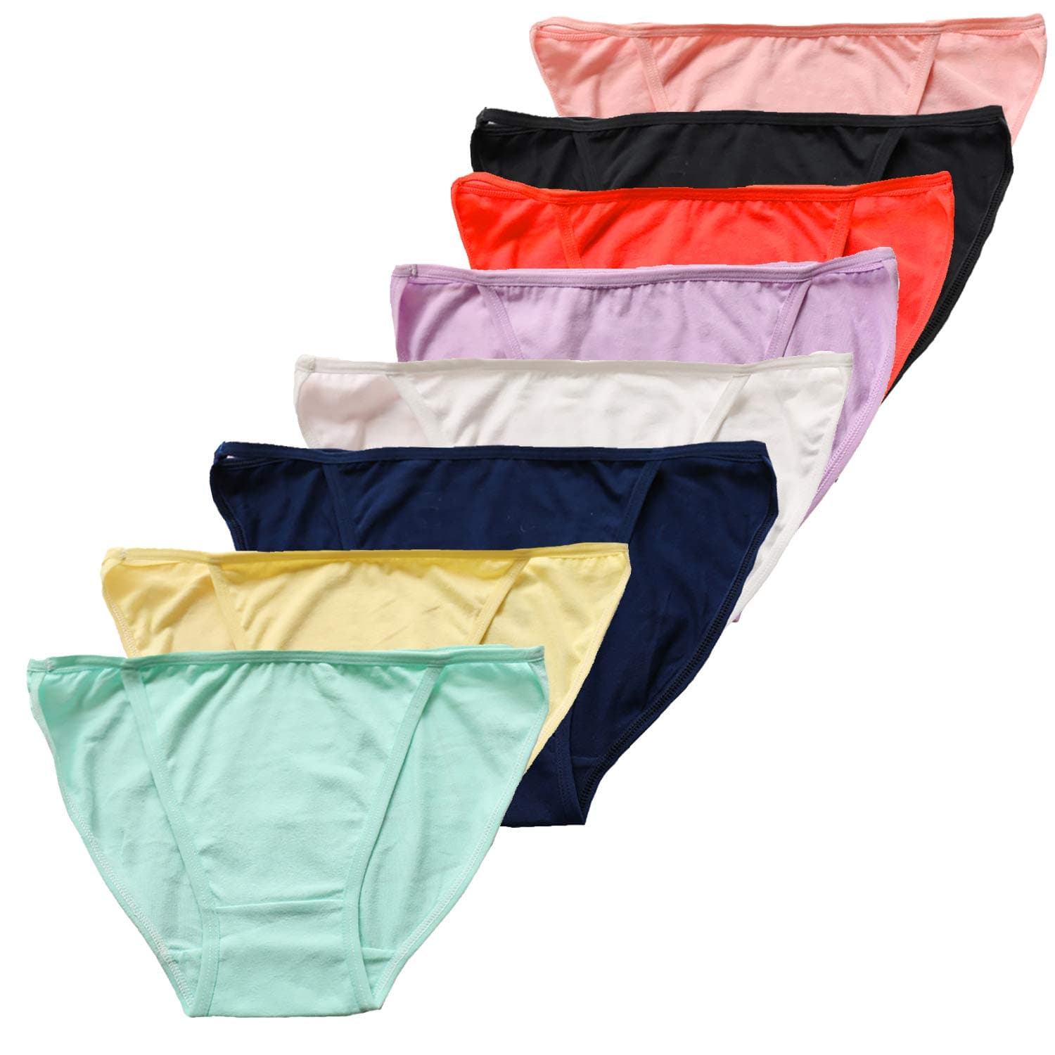Magilona 8 Pack Women Girls Sexy Cotton Summer G-String Thong Tangs Soft Sexy Briefs Breathable Undewear Low Rise Panties Knickers