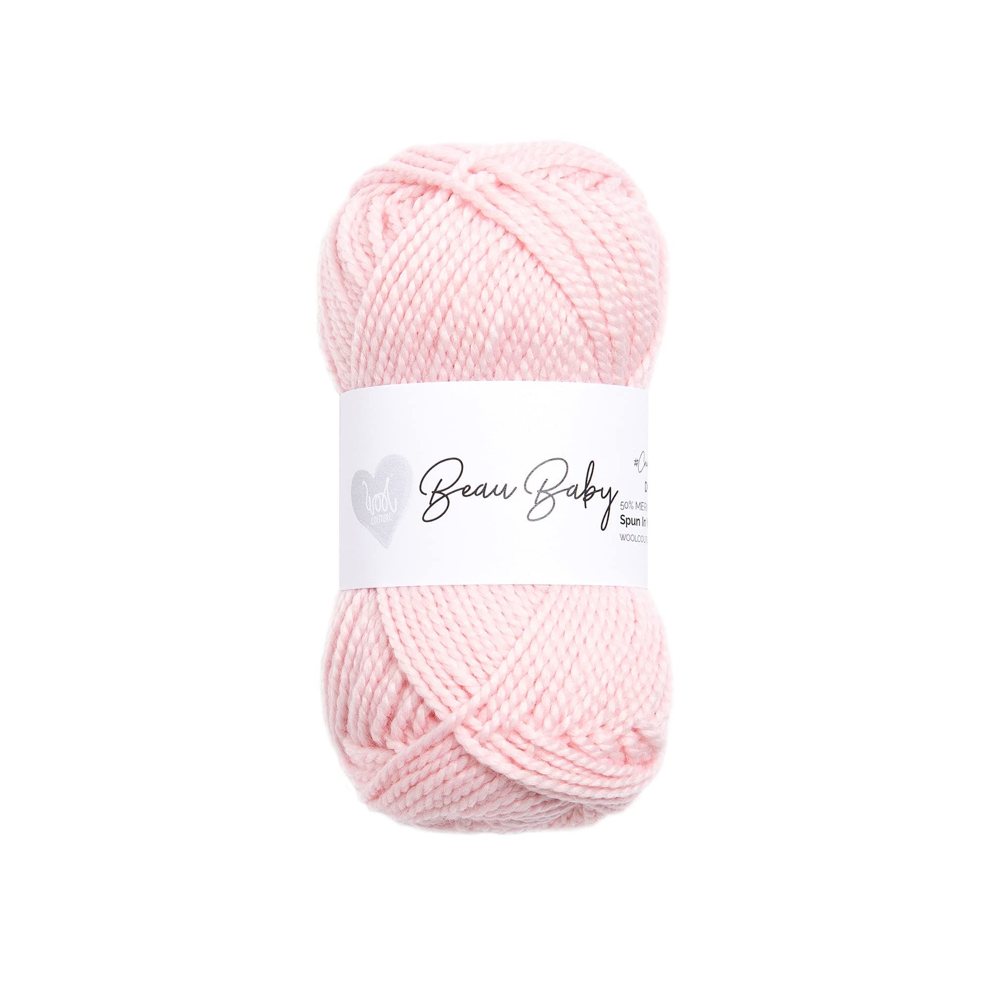 Wool Couture, Beau Baby DK Yarn - Double Knitted, Wool and Acrylic Blend - Baby Pink, 50g Ball