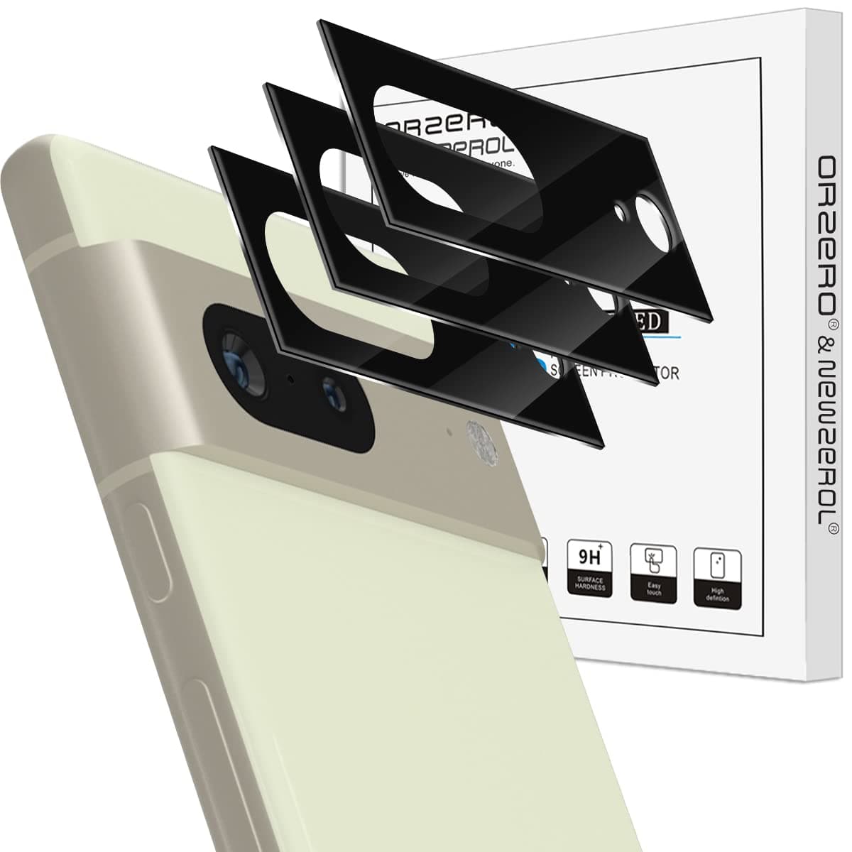 Orzero (3 Pack) Camera Lens Protector Compatible for Google Pixel 7 6.3-inch, Protector de Cámera Tempered Glass 9 Hardness HD Anti-Scratch Case Friendly Does not Affect Night Shots