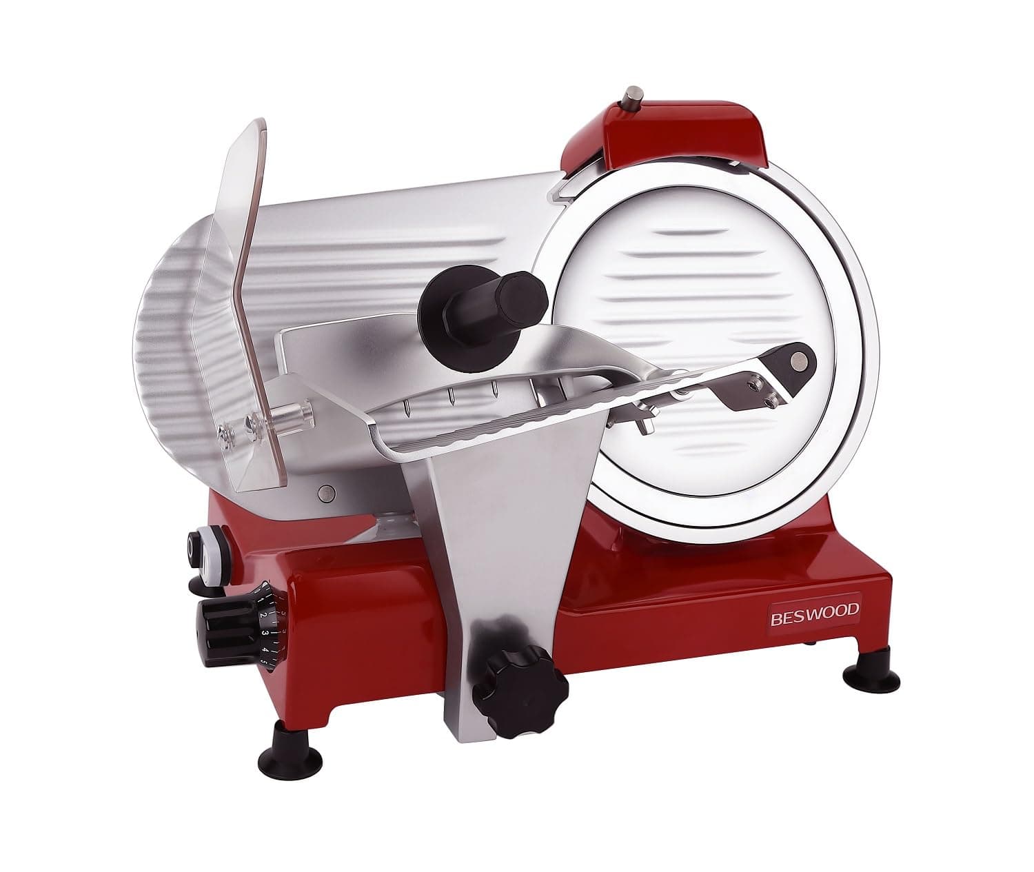 BESWOOD10" Premium Chromium-plated Steel Blade Electric Deli Meat Cheese Food Slicer with Serving Plate Commercial and for Home use 240W BESWOOD250RX