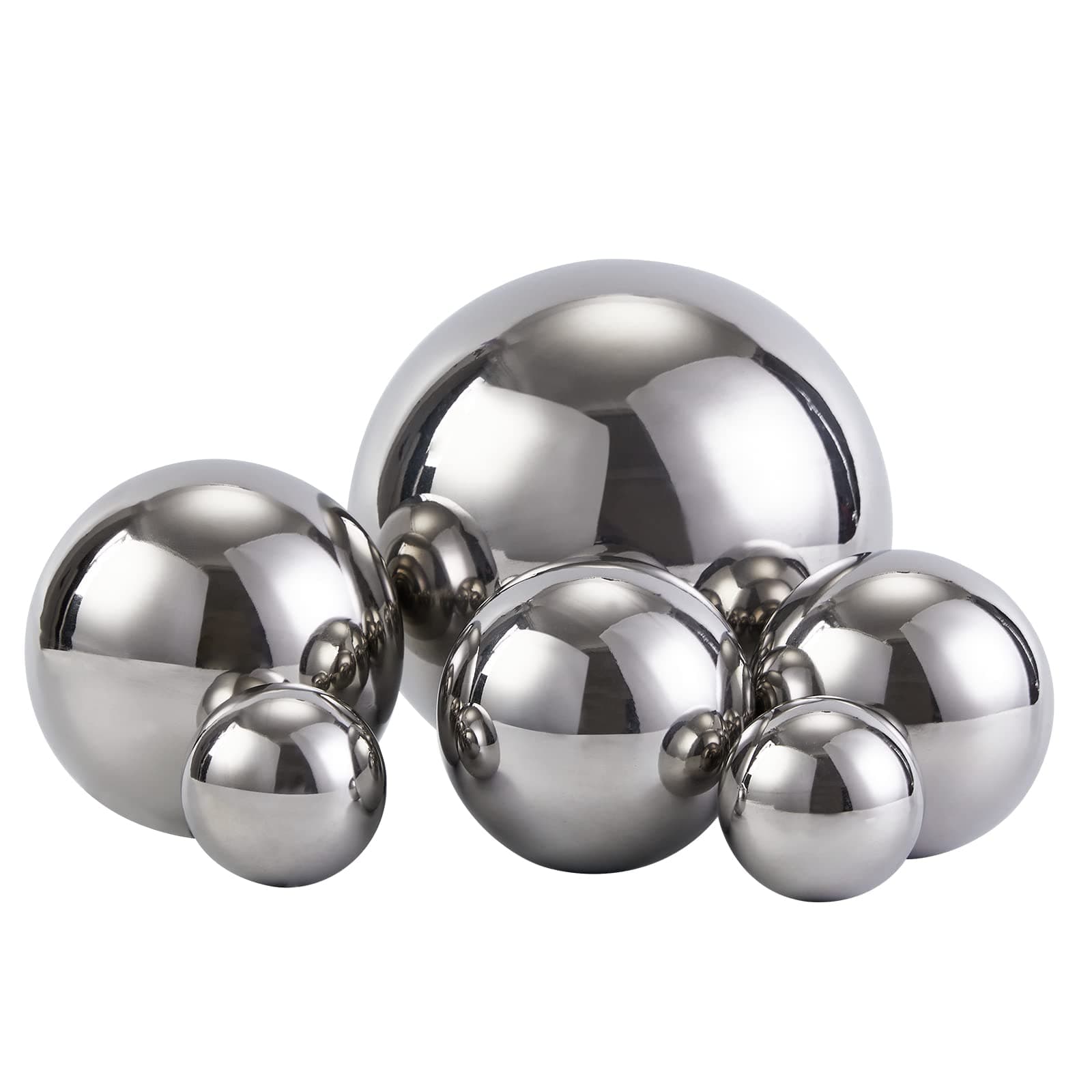 Stainless Steel Decorative Balls, Shiny Decorative Orbs for Centerpiece Decor, Set of 6